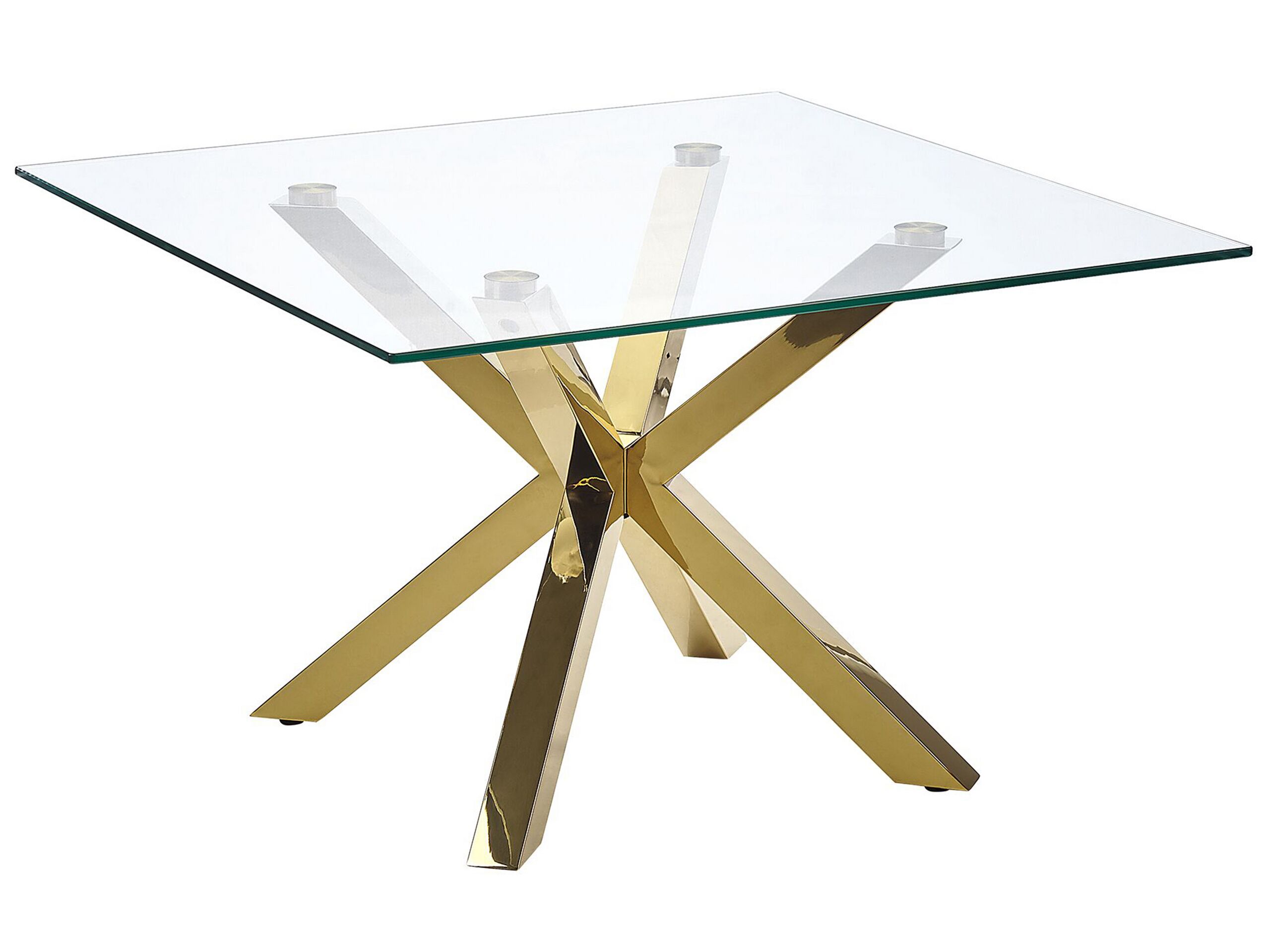 table basse en verre avec pieds dorés 70 x 70 cm