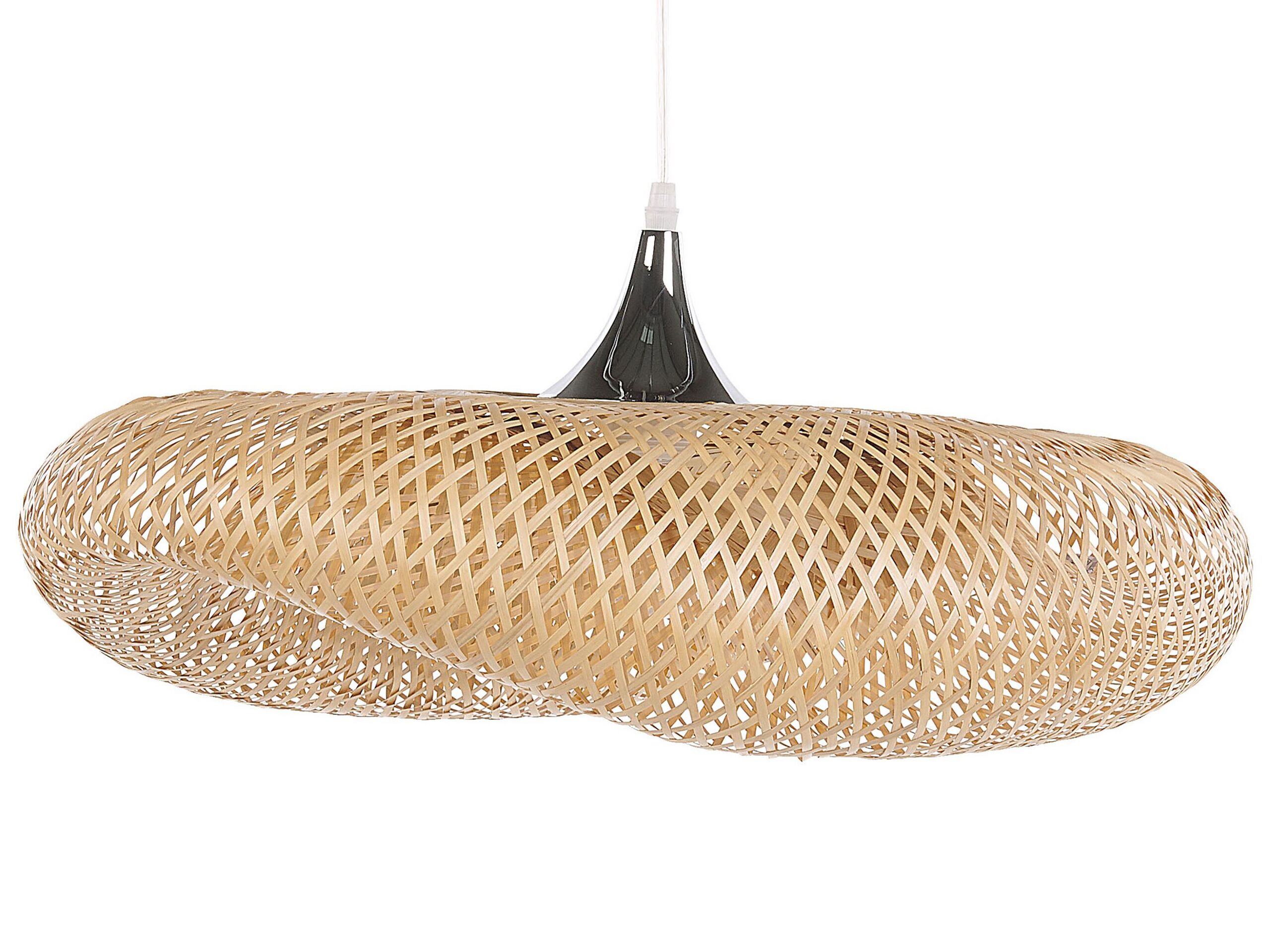 lampe suspension design en bambou clair grande