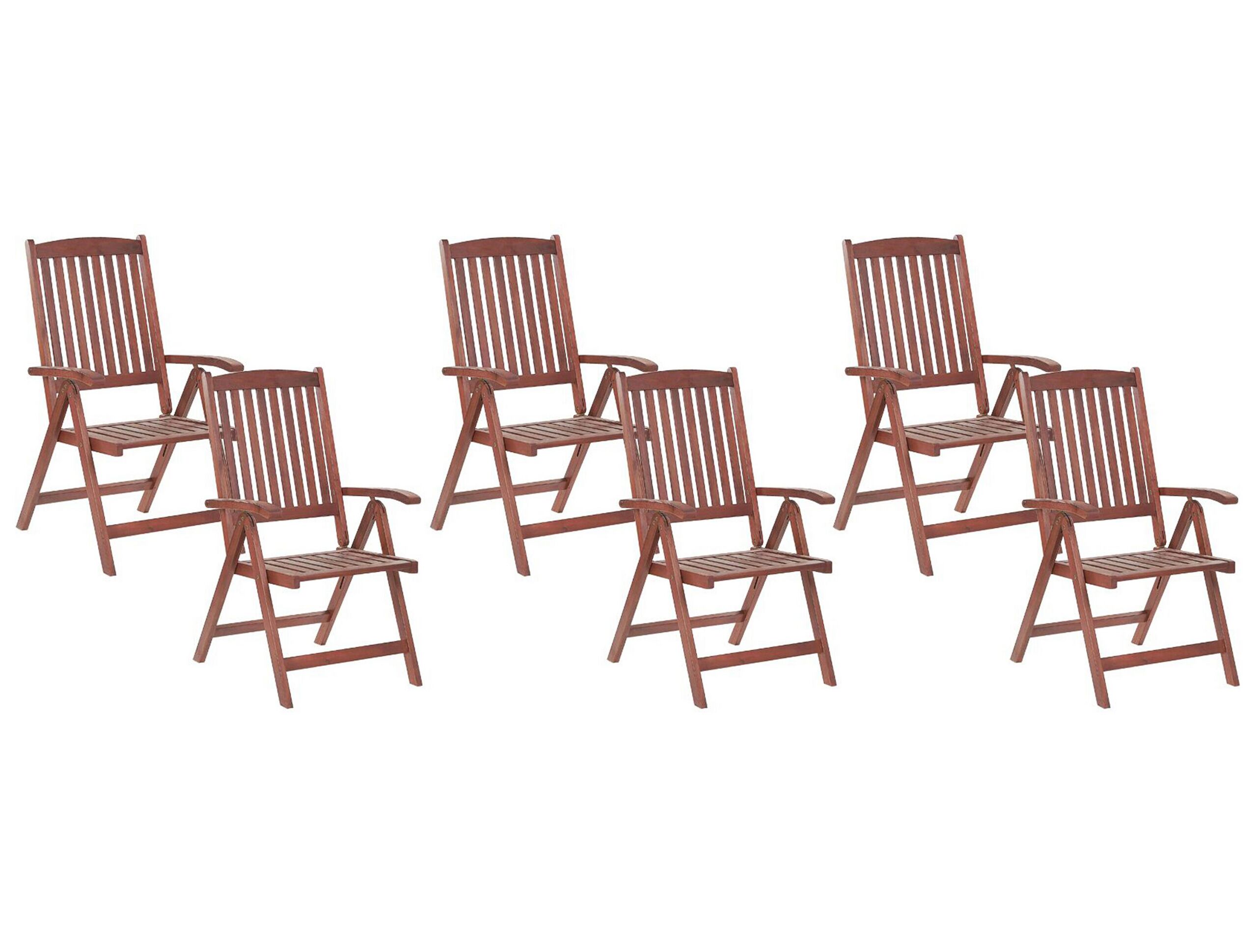 Lot de 6 chaises de jardin bois foncé