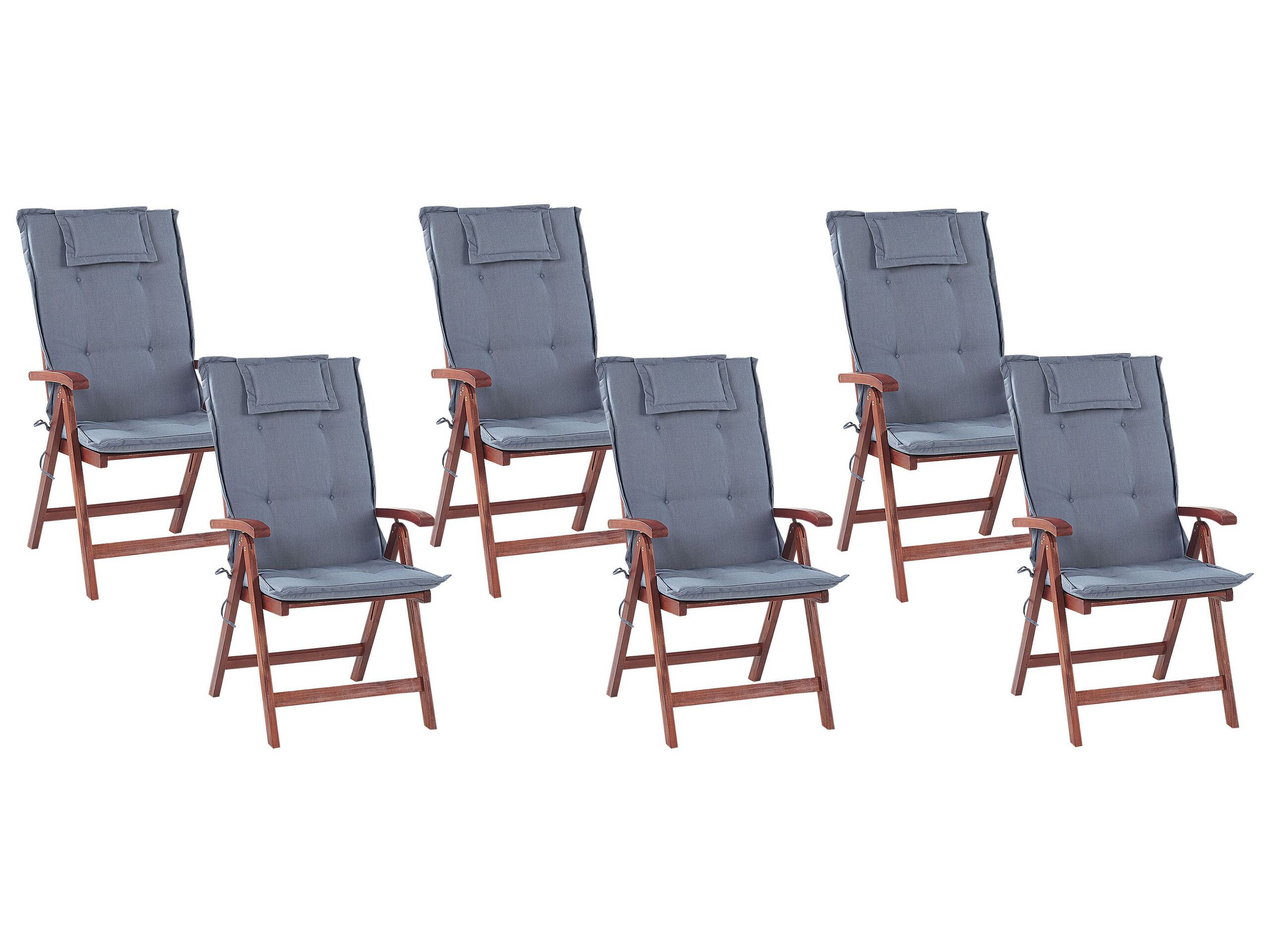 lot de 6 chaises de jardin avec coussins bleus