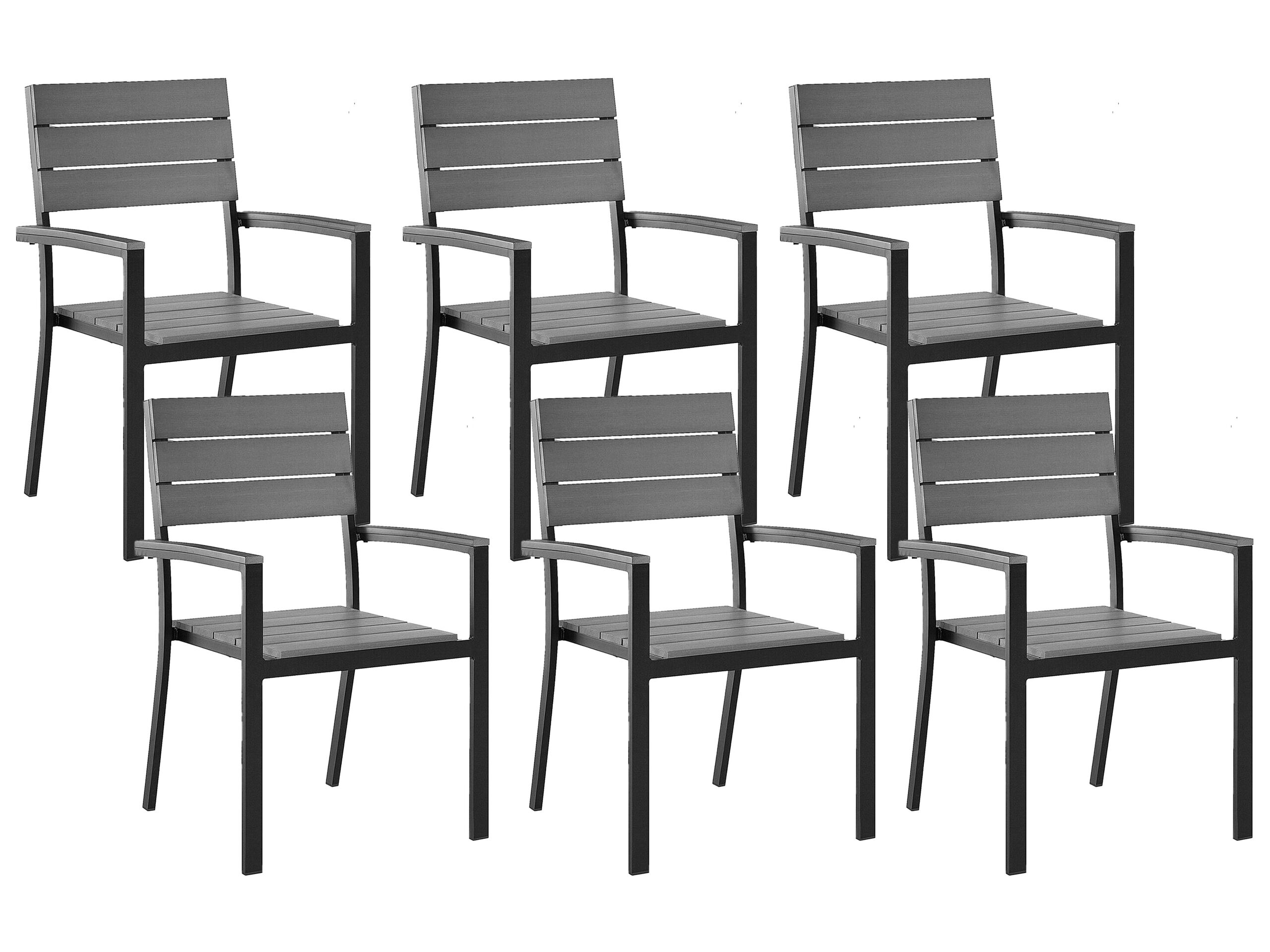 Chaise de jardin Set de 6 Bois d'ingénierie Gris