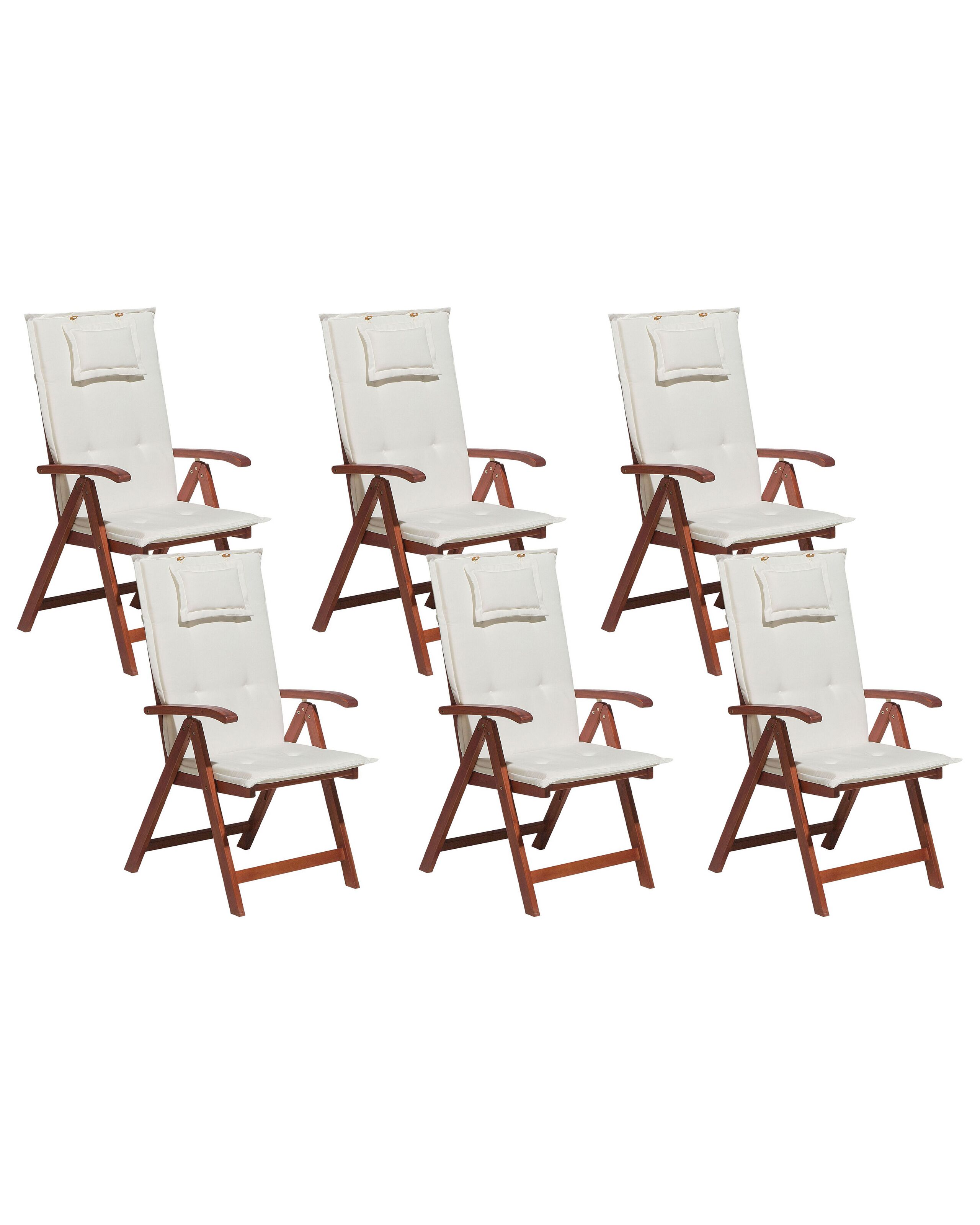 Chaise de jardin Set de 6 Bois Blanc cassé