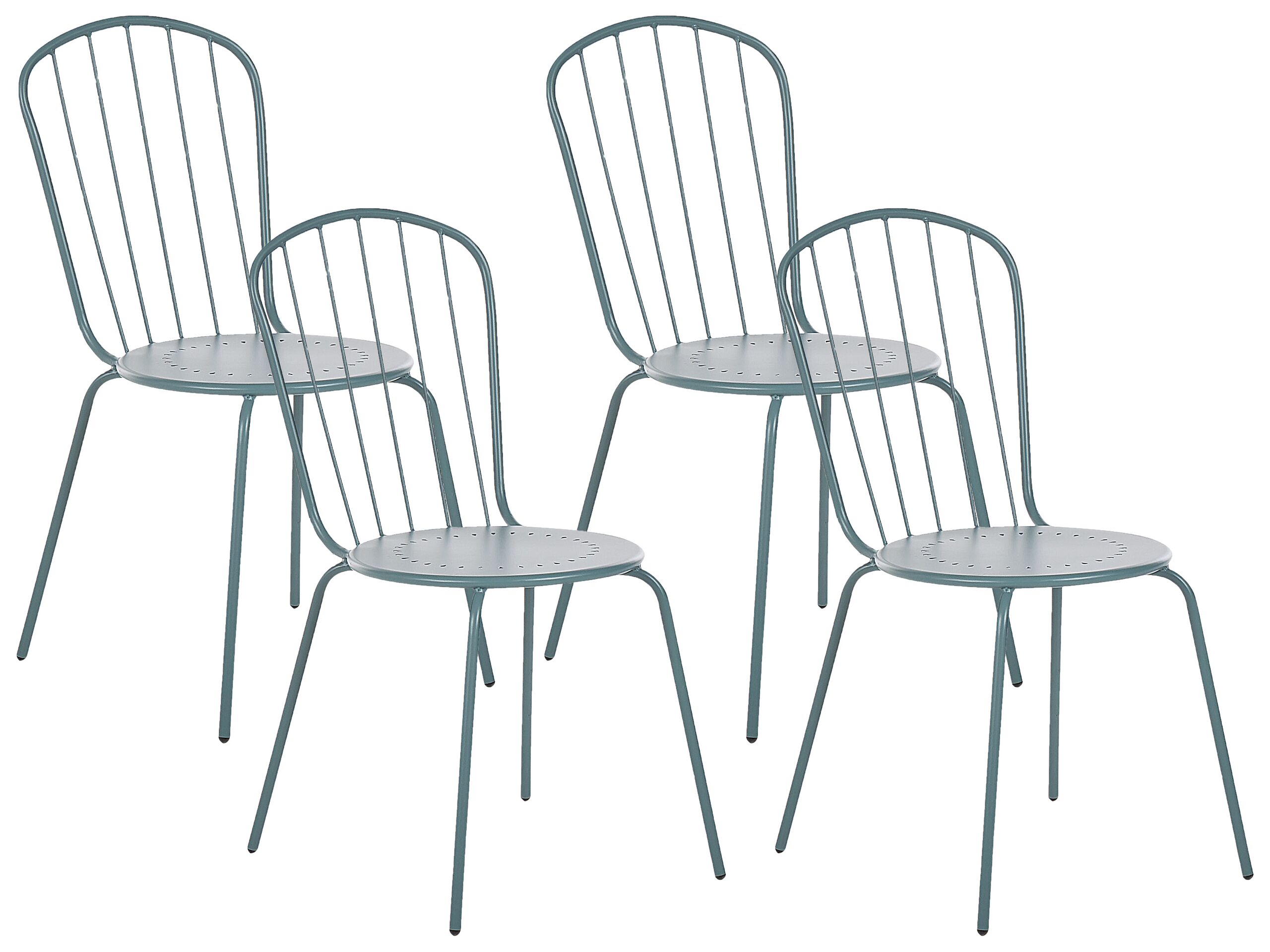 lot de 4 chaises de jardin bleu clair