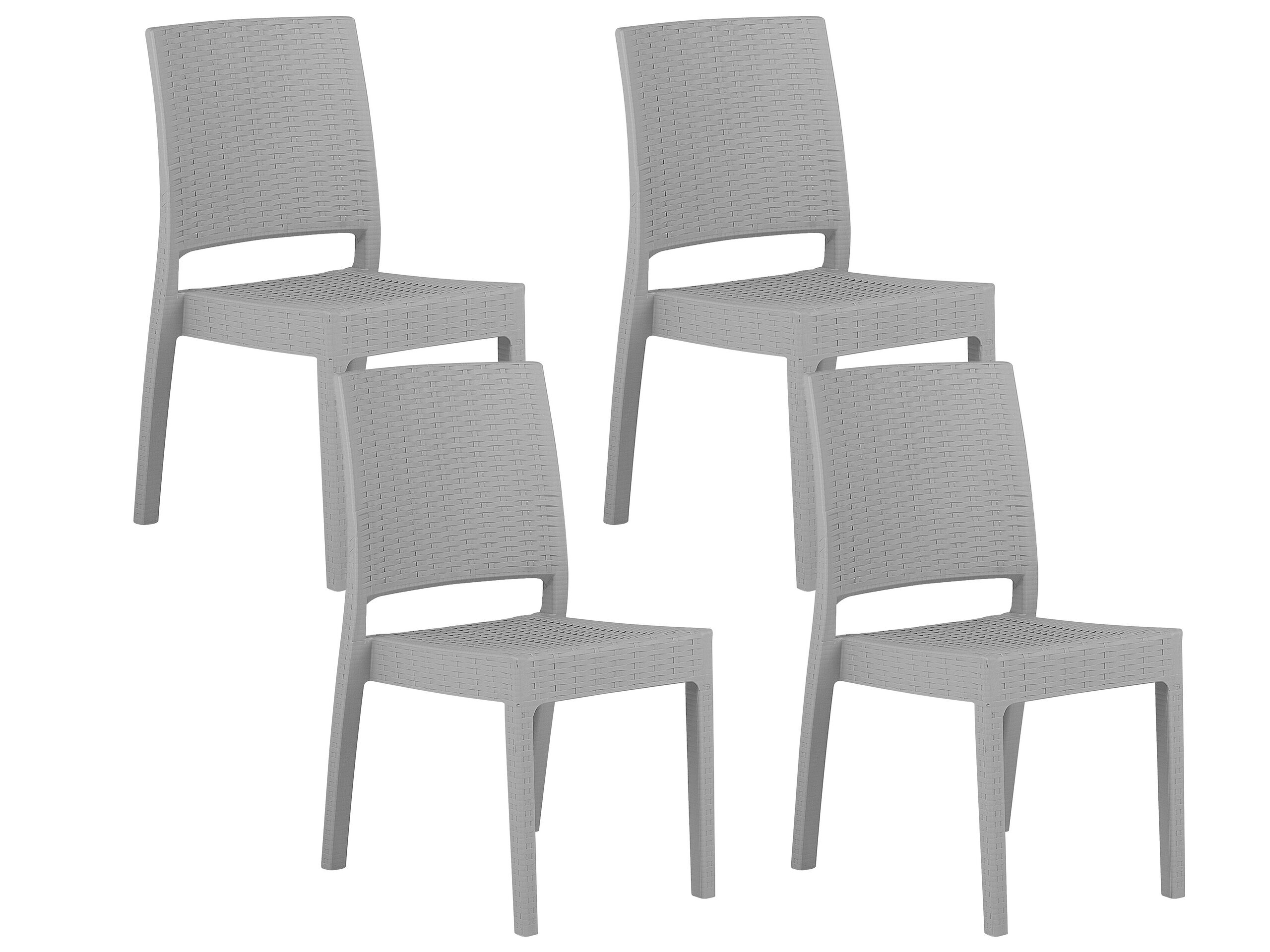 Chaise de jardin Set de 4 Matière synthétique Gris clair