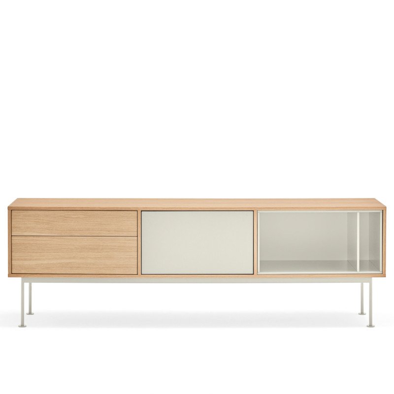 Meuble TV contemporain 180cm en bois beige
