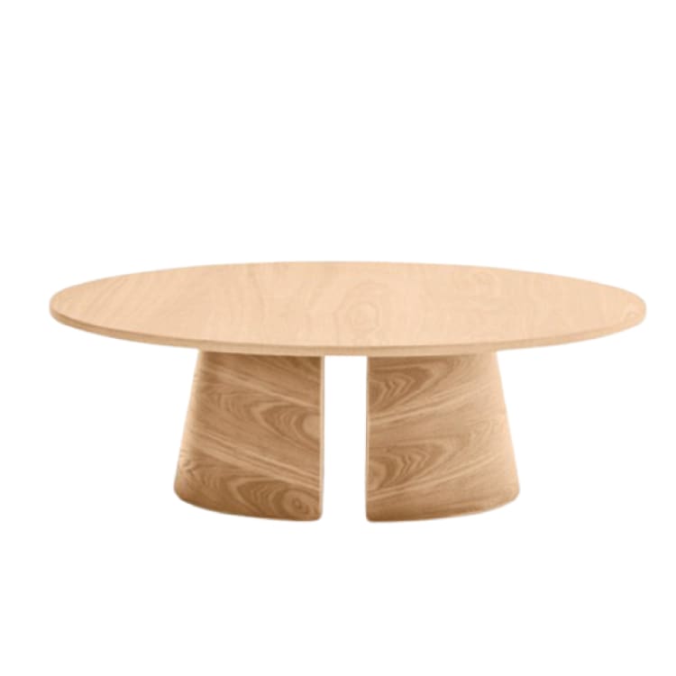 Table basse ronde 110cm en bois et pied central rond naturel