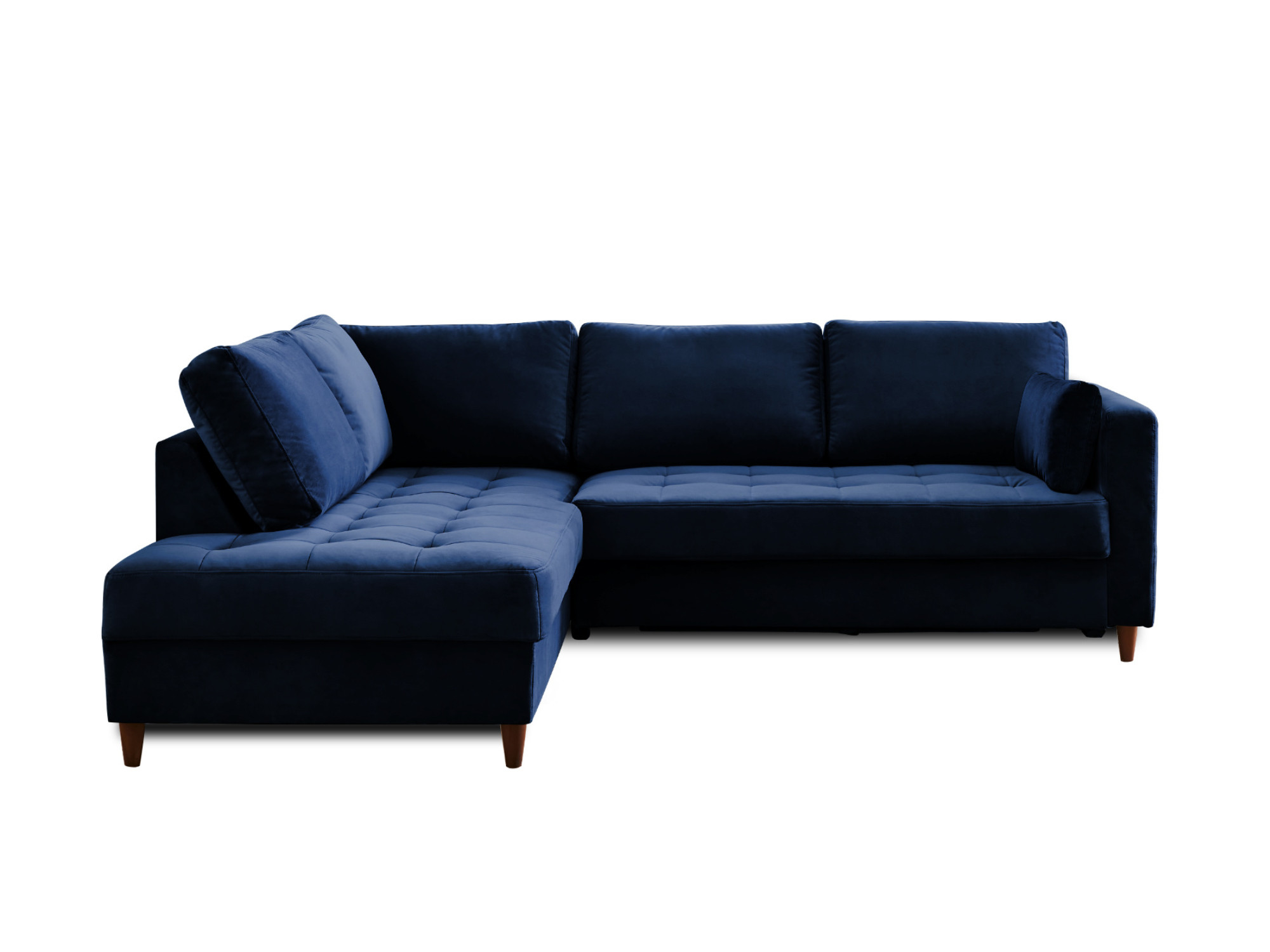 Canapé d'angle 5 places Bleu Velours Contemporain Confort