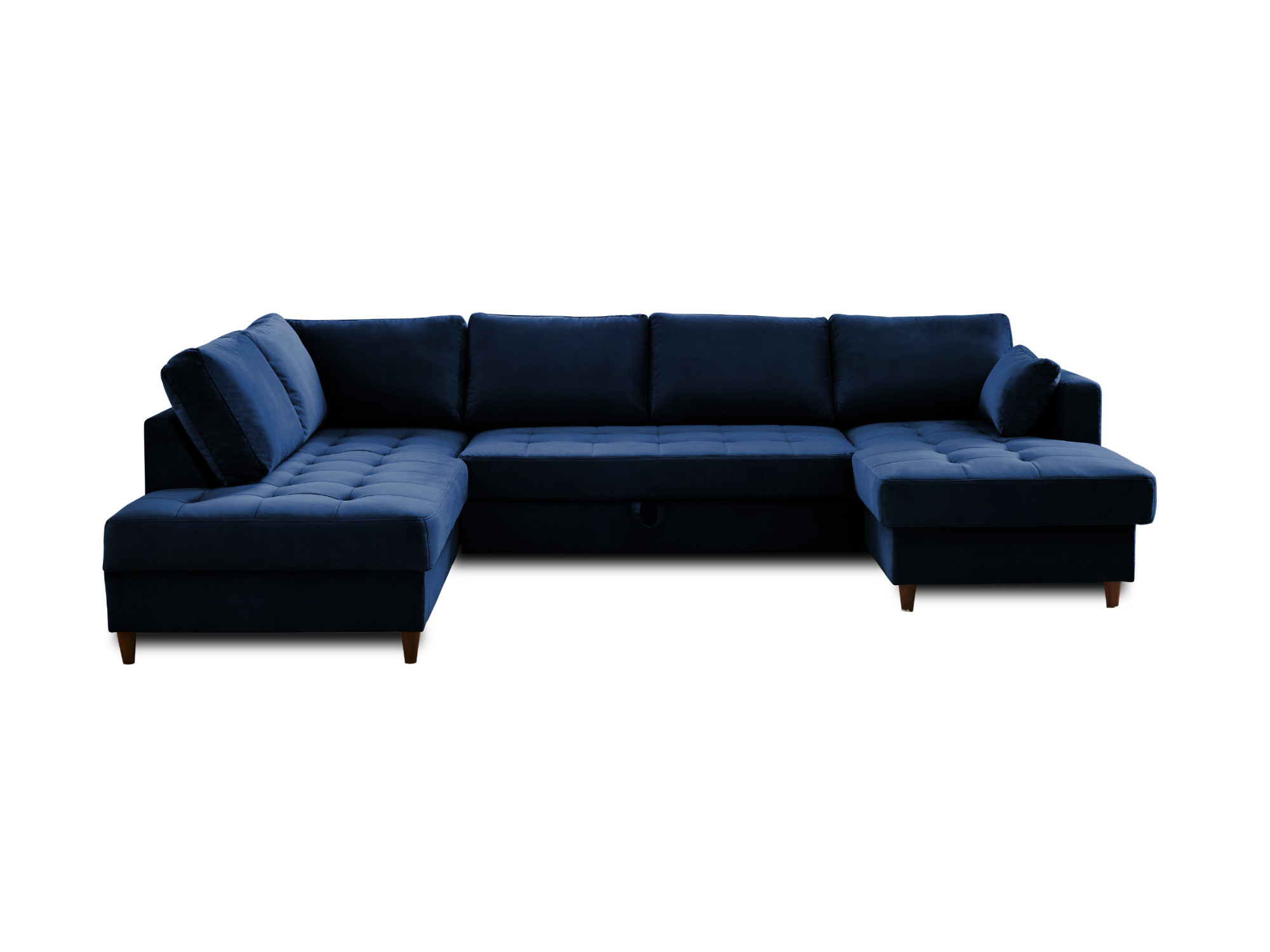 Canapé d'angle 7 places Bleu Velours Contemporain Confort