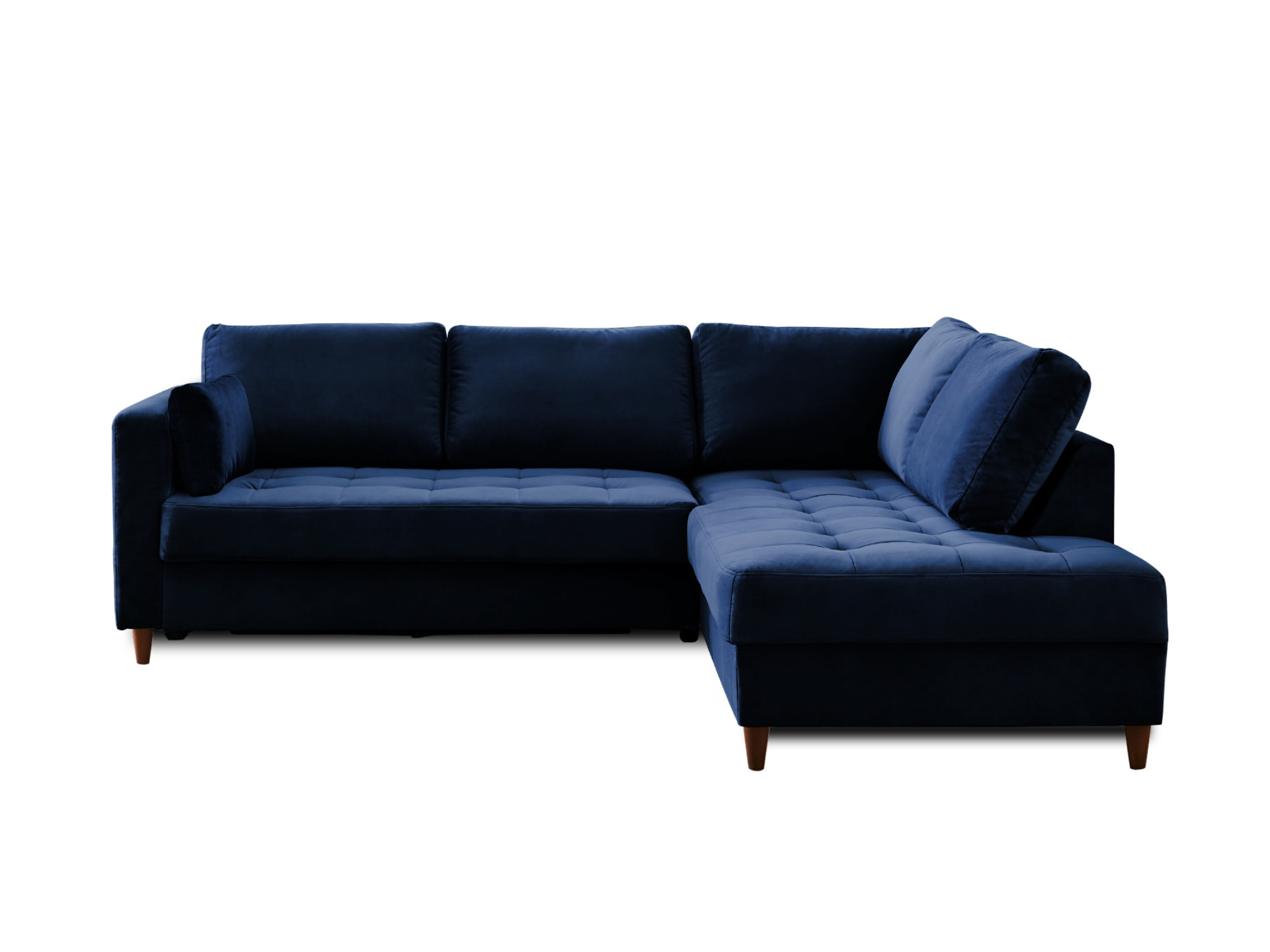Canapé d'angle 5 places Bleu Velours Contemporain Confort