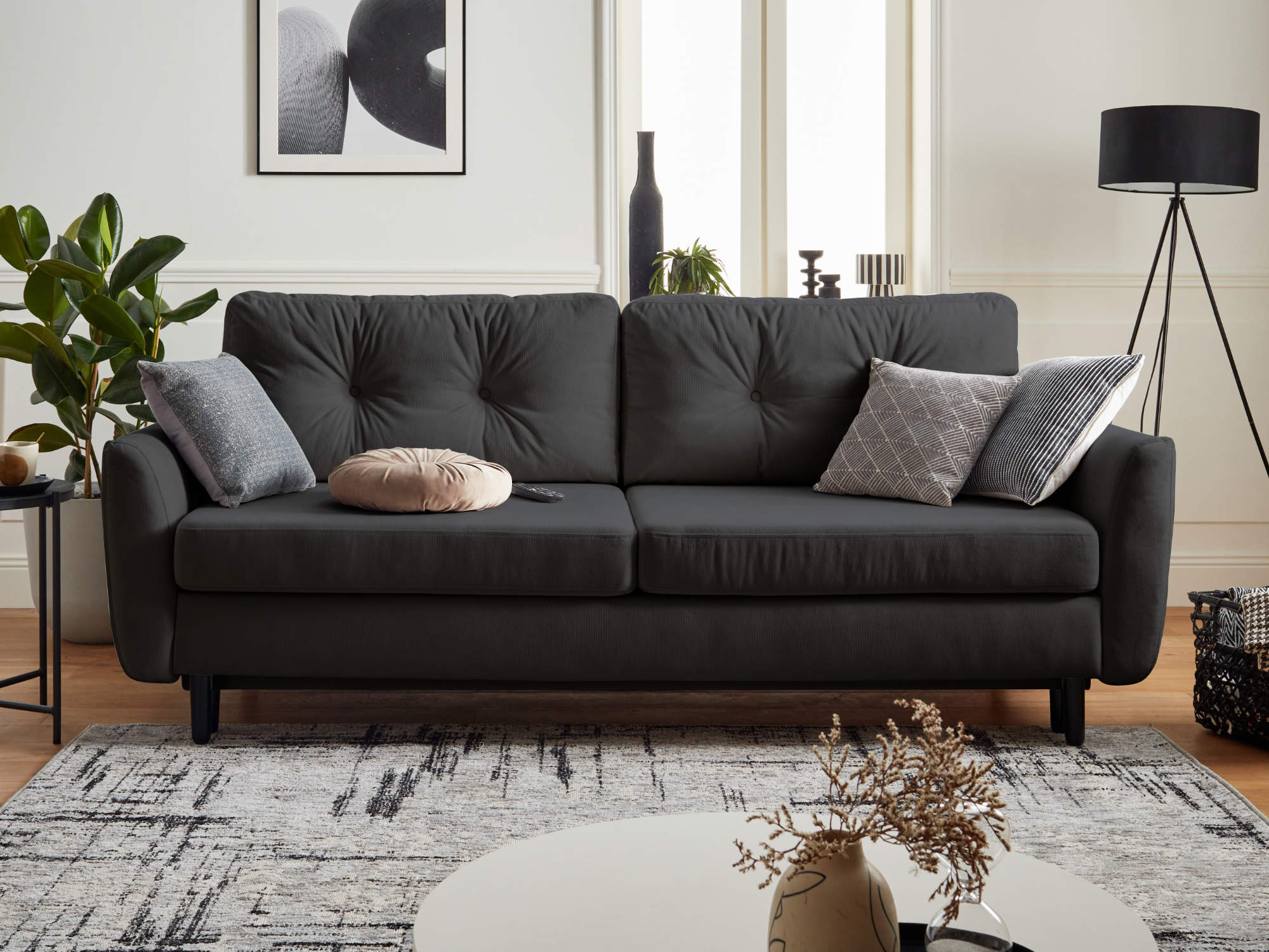 nils - Canapé convertible velours Gris - Vue supplémentaire 2