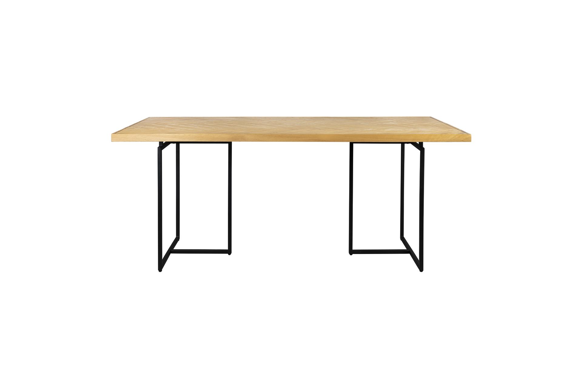 Table de repas en bois clair et acier noir L180