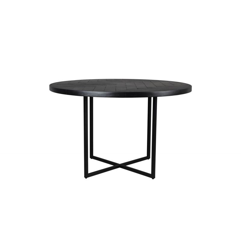 Table de repas ronde en bois et acier noir D 120