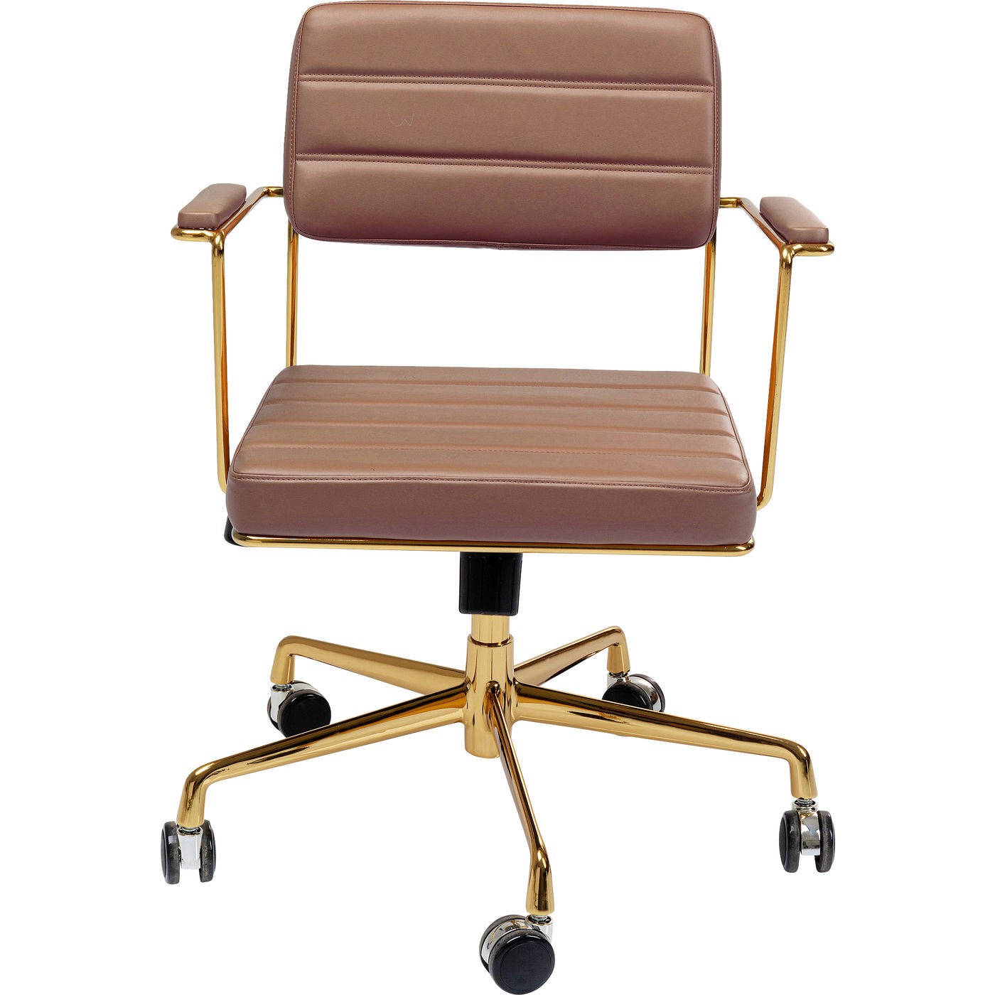 chaise de bureau réglable à roulettes marron et acier doré