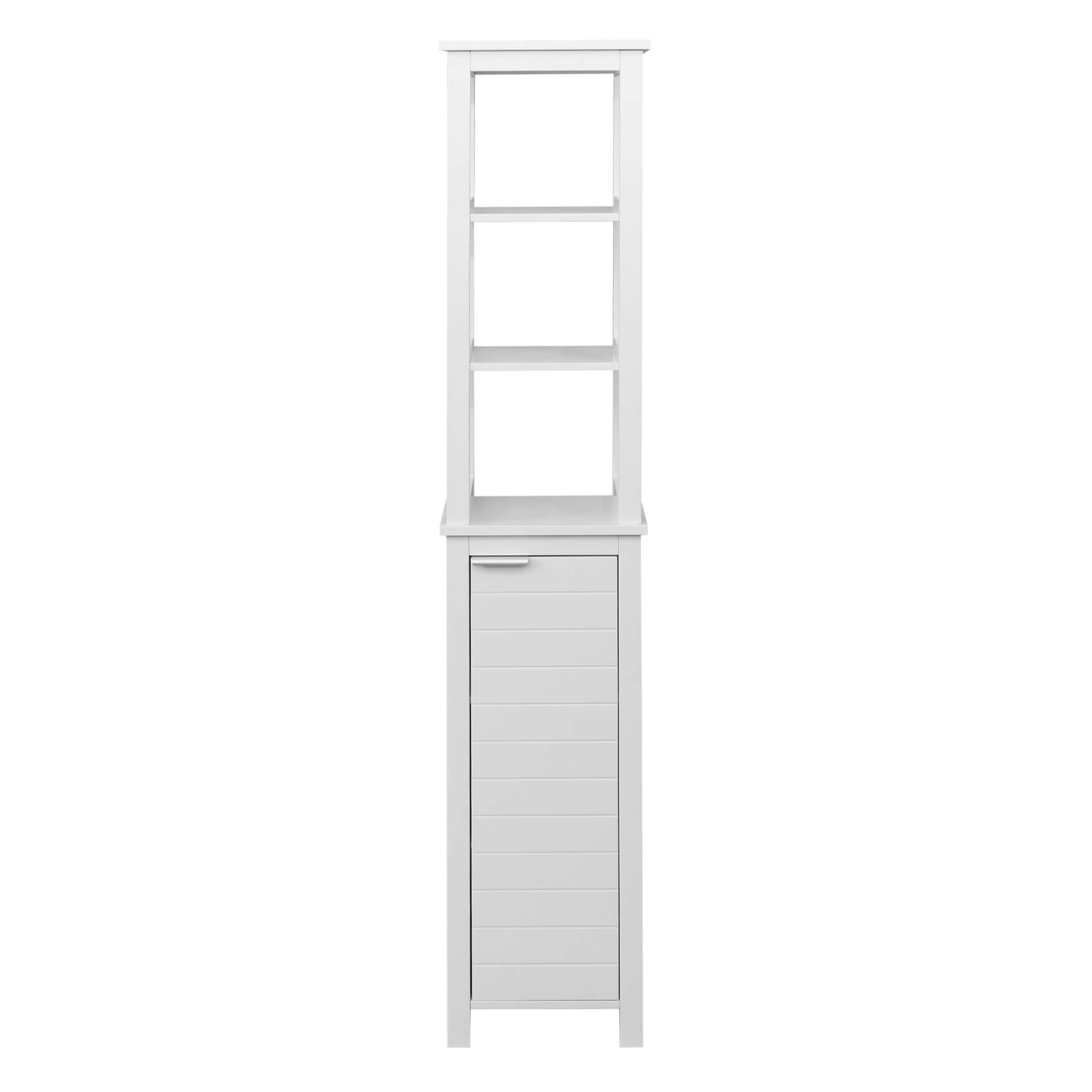 colonne de salle de bain avec 1 porte et 4 étagères en mdf blanc