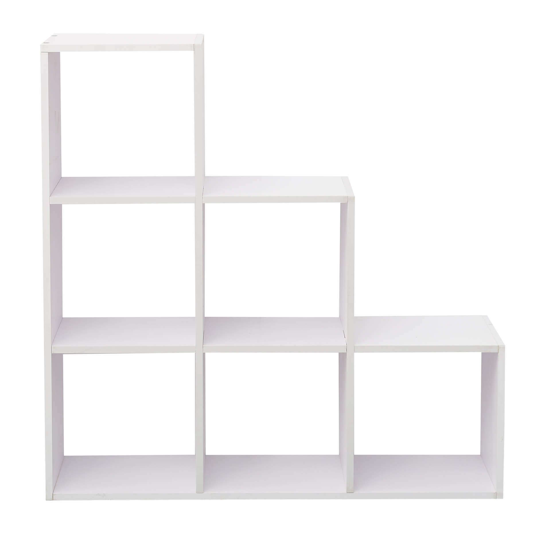 Bibliothèque en échelle avec 6 cubes blanc