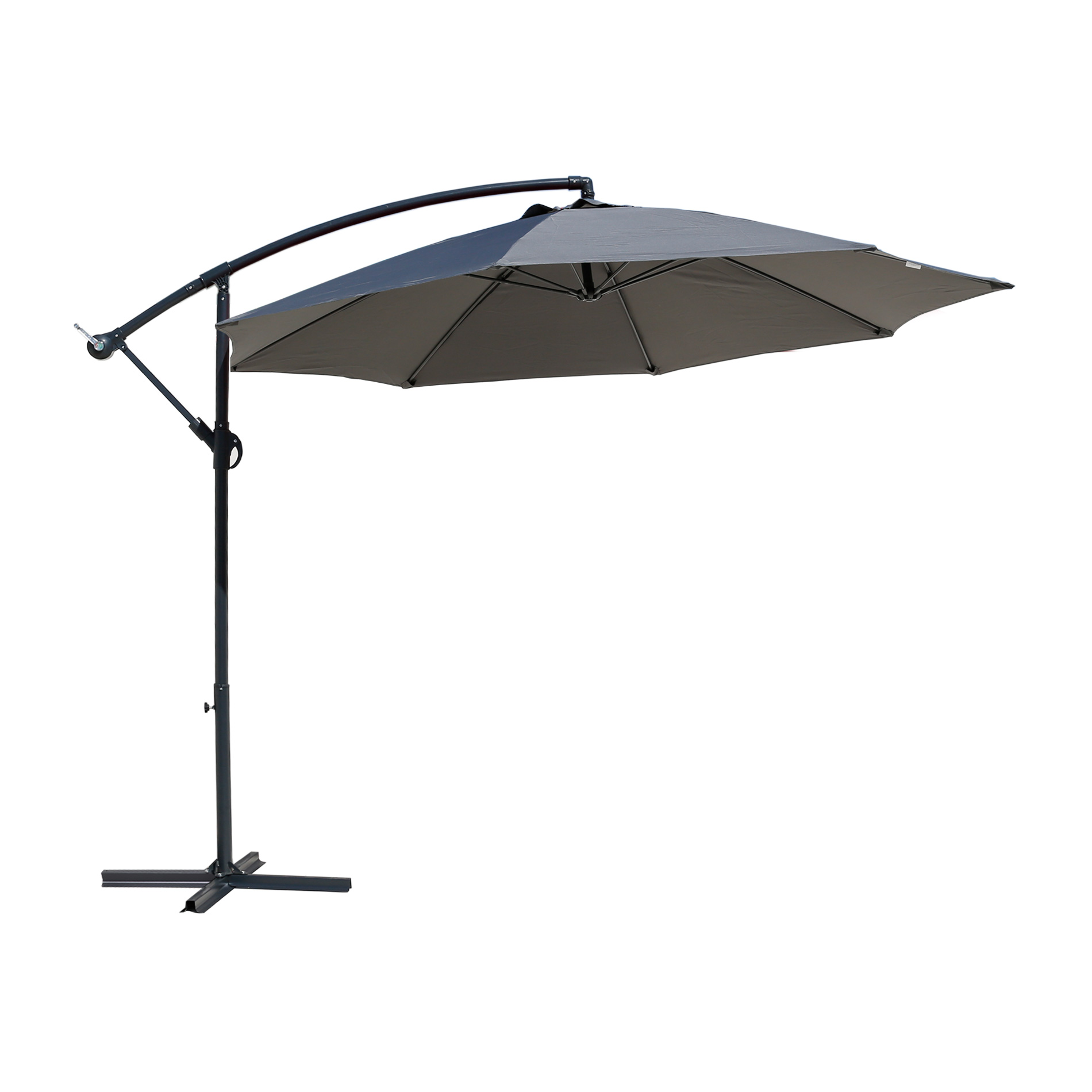 Parasol déporté 3x3 m en acier et polyester gris