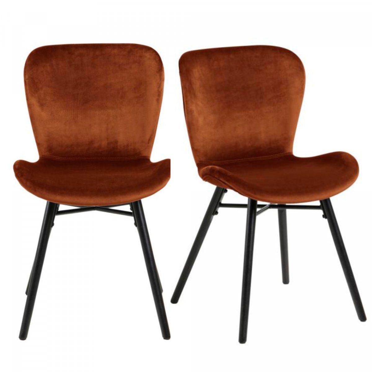 Lot de 2 chaises tendances en velours orange
