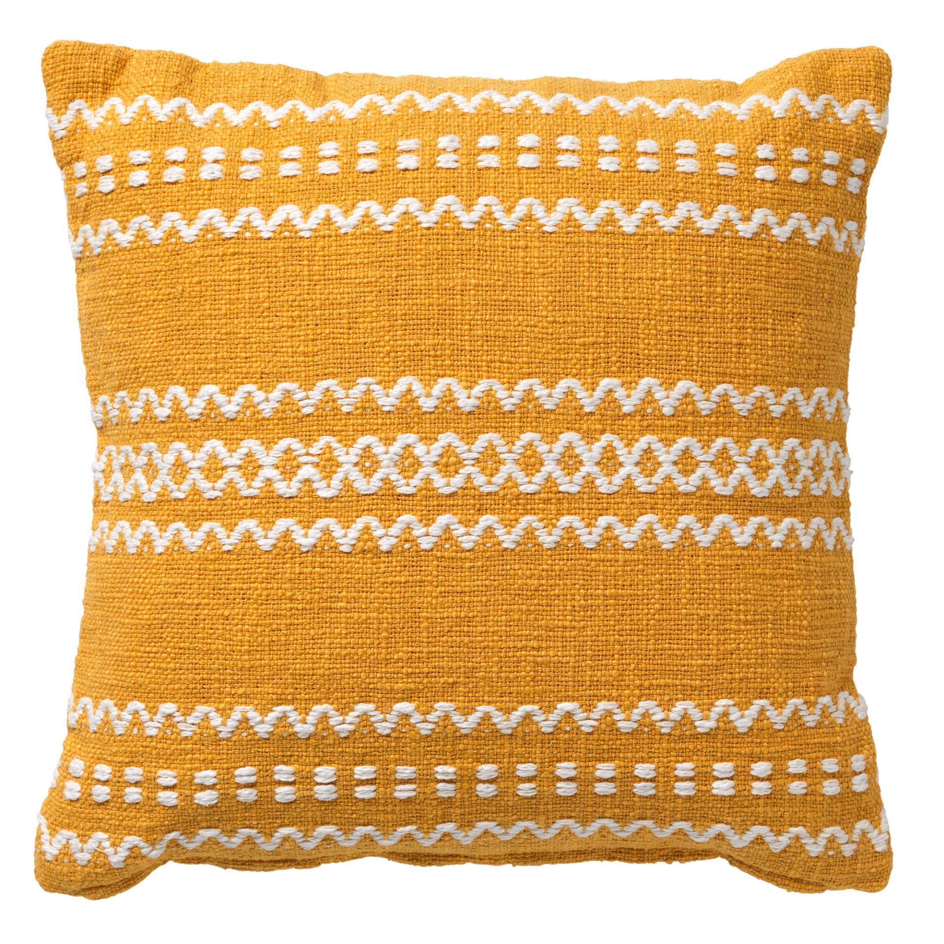 Coussin - jaune en coton 45x45 cm avec motif rayé