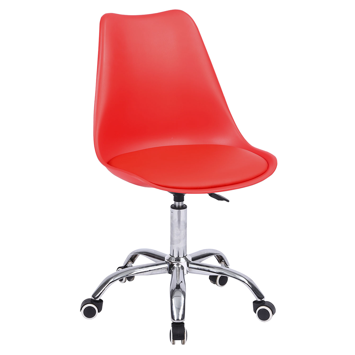 chaise de bureau à roulettes et réglable en hauteur rouge
