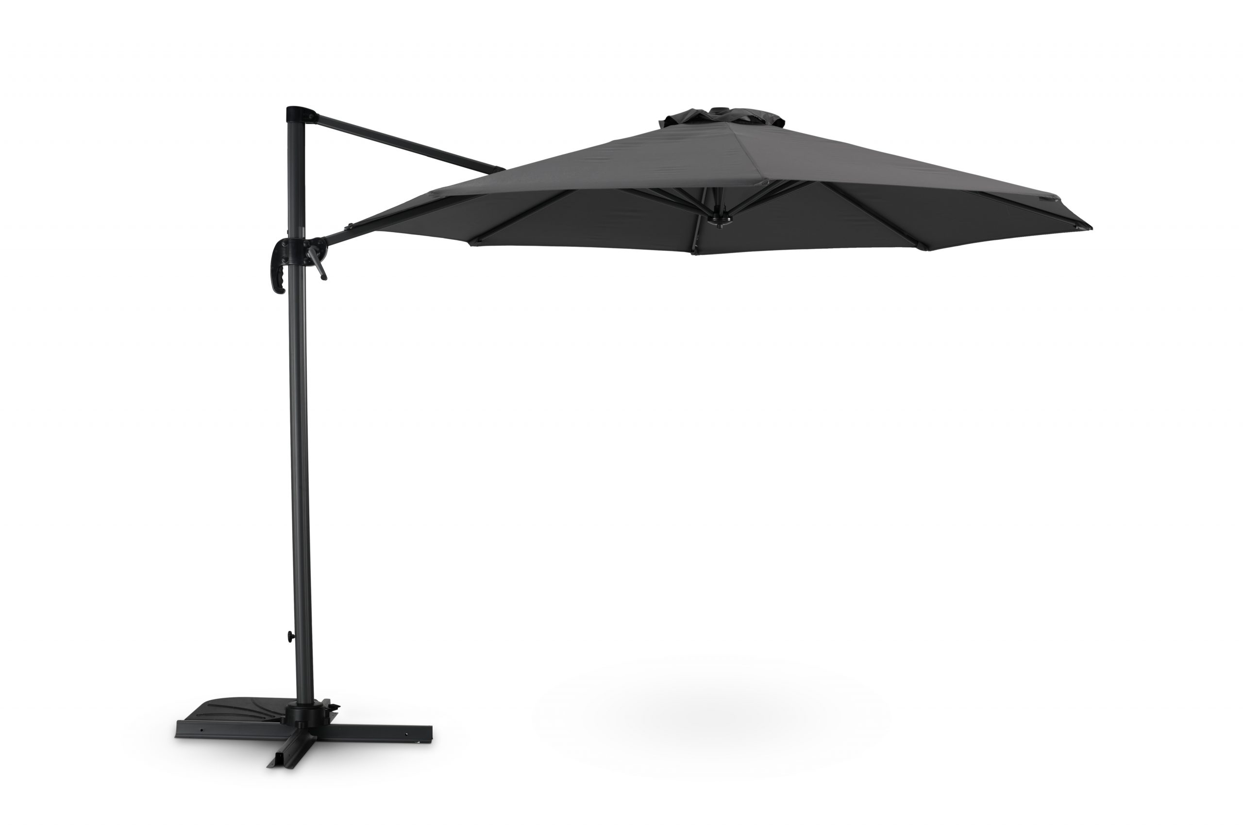 Parasol suspendu structure et tissu gris anthracite 3m de diamètre