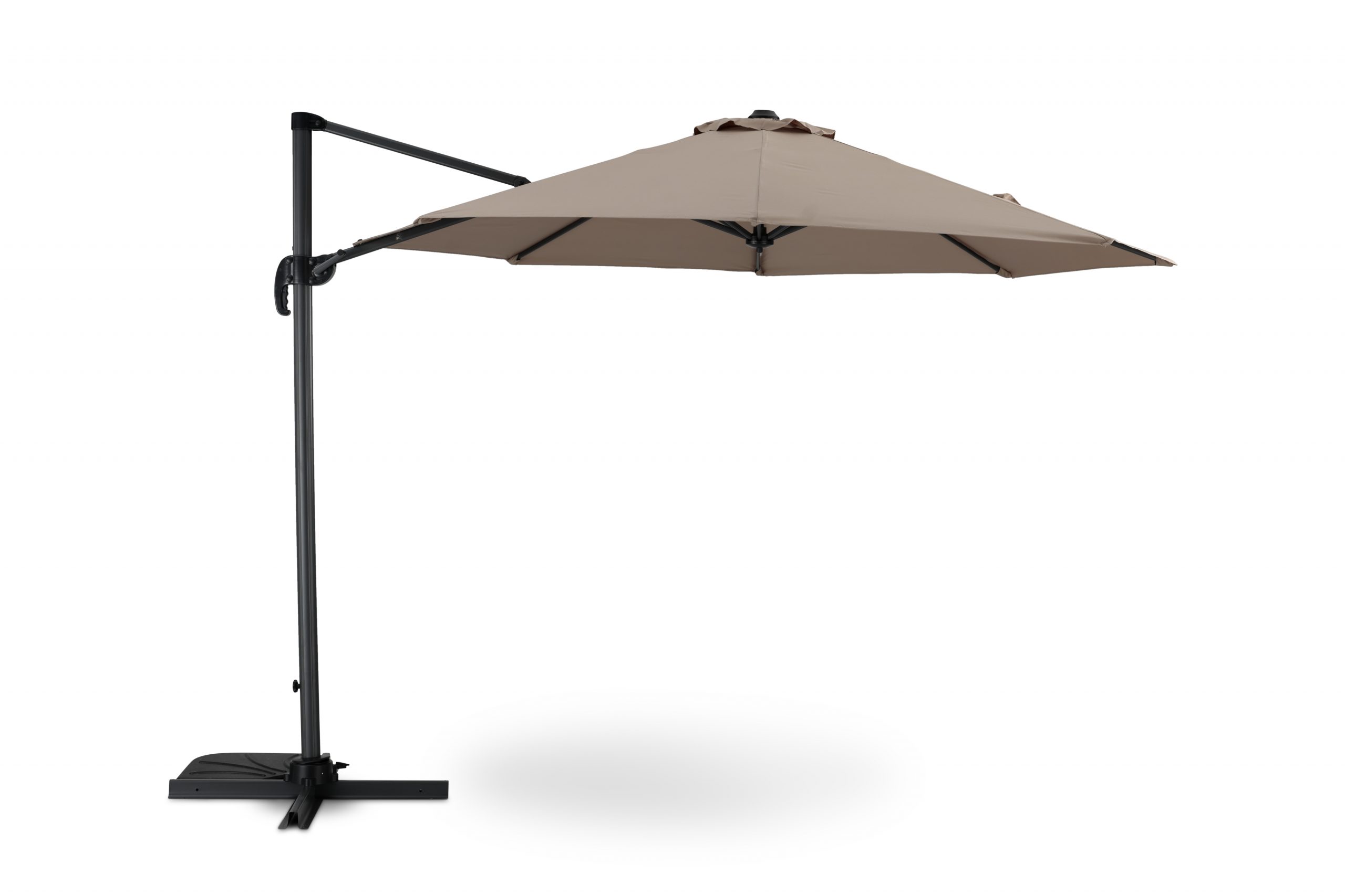 Parasol suspendu structure anthracite et tissu marron 3m de diamètre