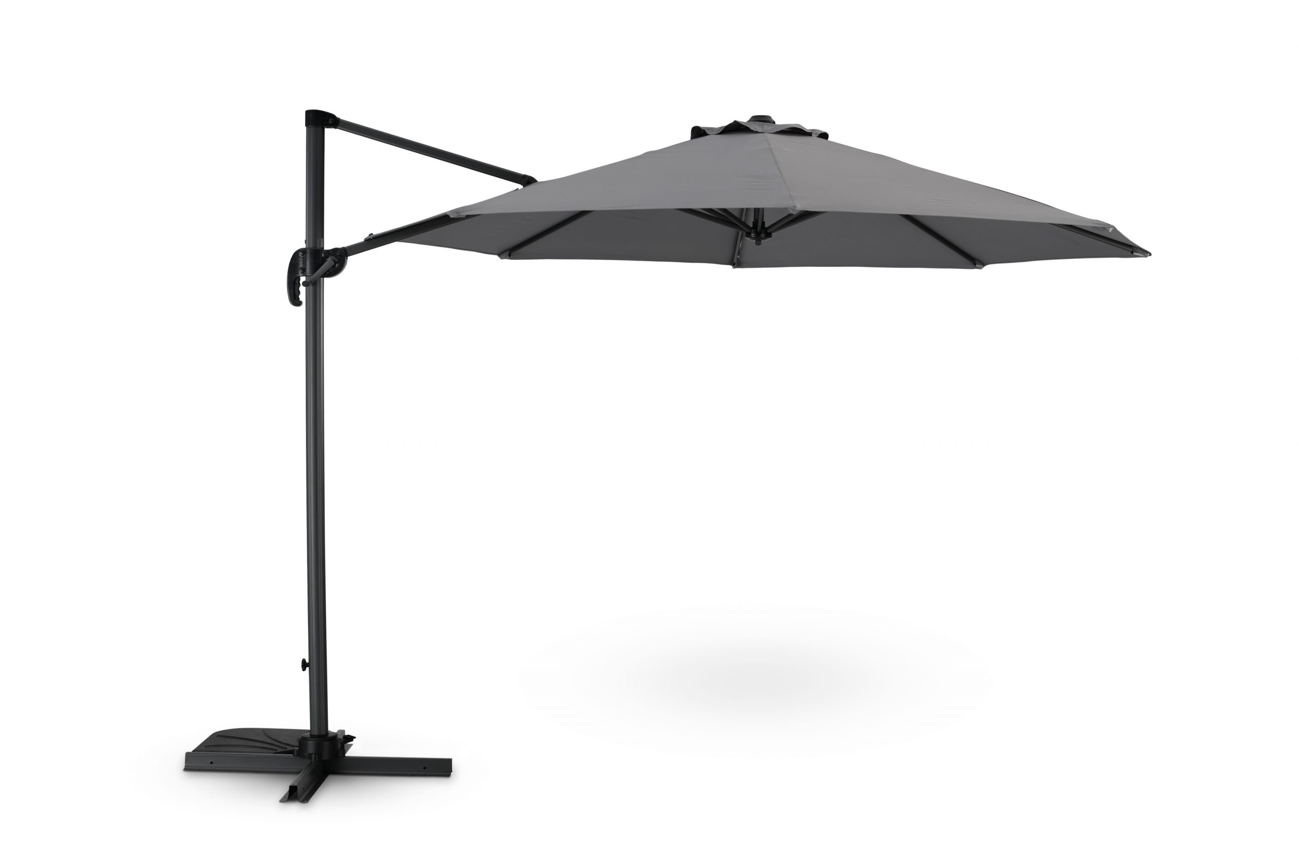 Parasol suspendu structure anthracite et tissu blanc 3m de diamètre