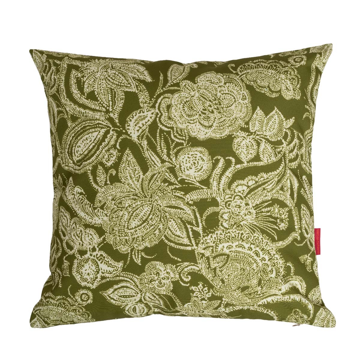 Housse de coussin extérieur fleuri kaki 45x45cm