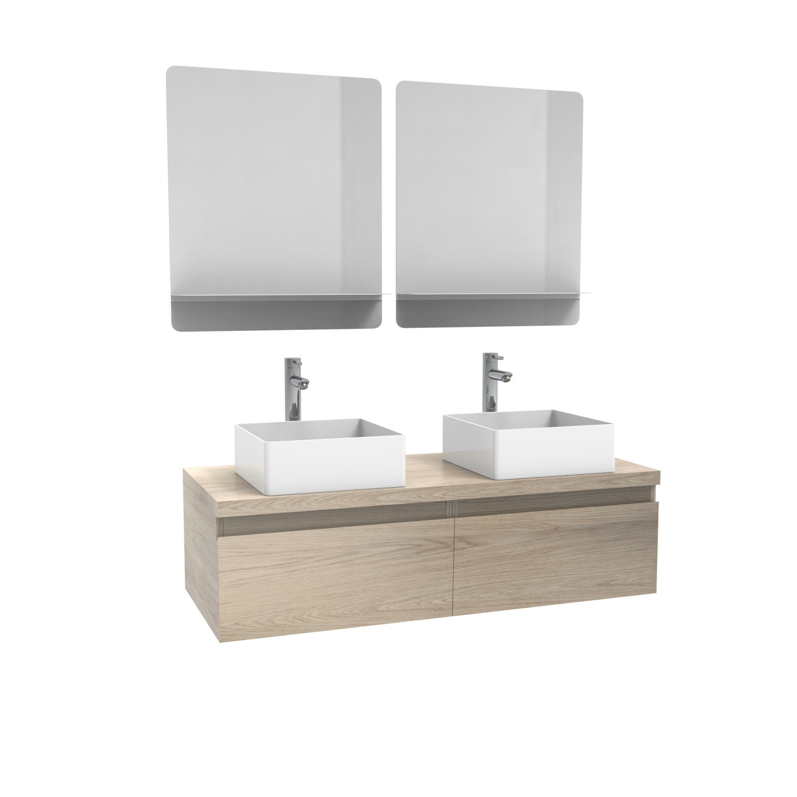 Meuble de salle de bain avec 2 vasques et 2 miroirs