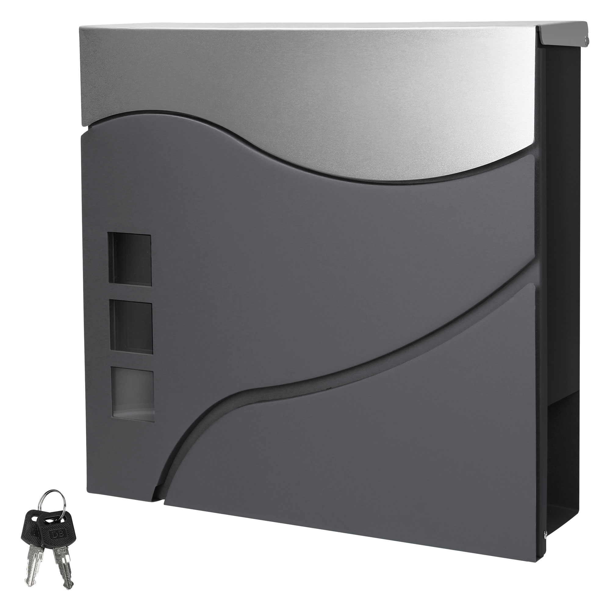 Boîte aux lettres murale anthracite/ argenté 37 x 10,5 x 36,5 cm Boîte aux lettres murale anthracite/ argenté 37 x 10,5 x 36,5 cm