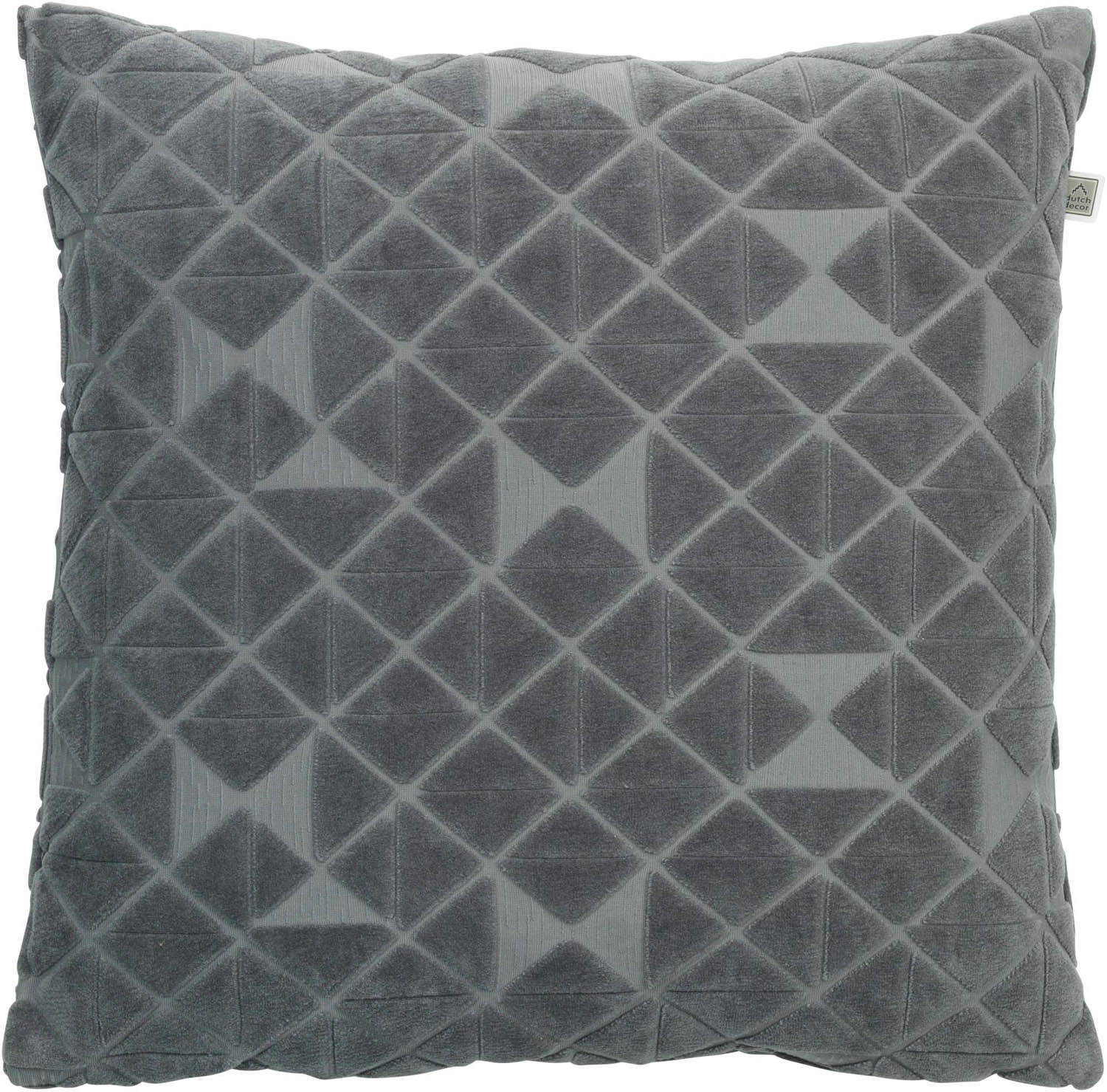 Coussin - gris en velours 45x45 cm avec un motif à carreaux
