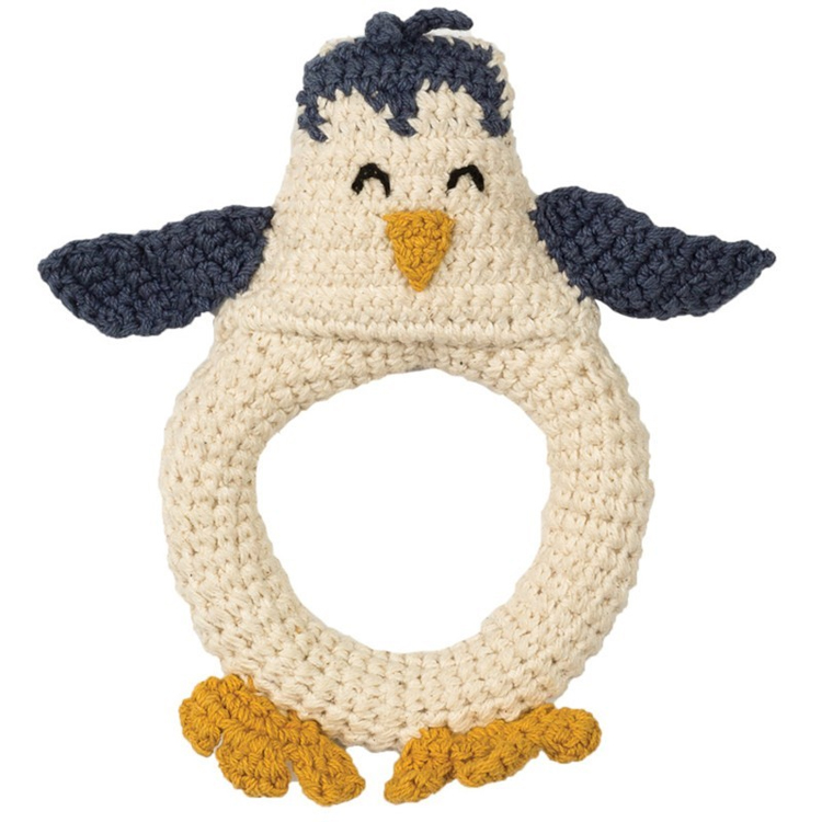 Hochet en crochet pingouin