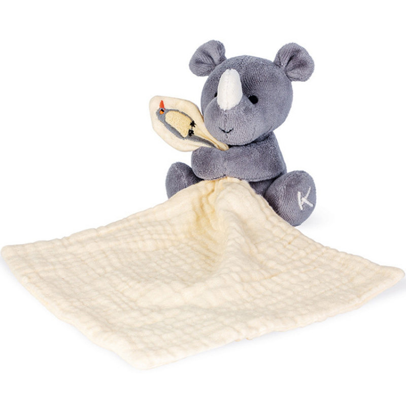 Doudou plat en coton bio Rhinocéros WWF