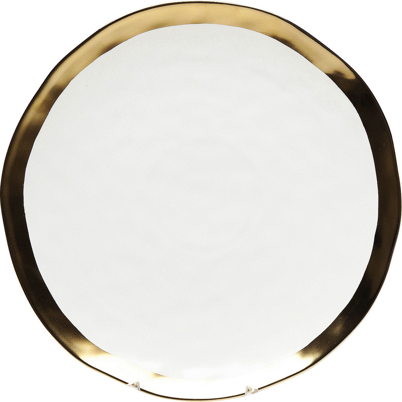 assiette plate en porcelaine blanche et dorée d25