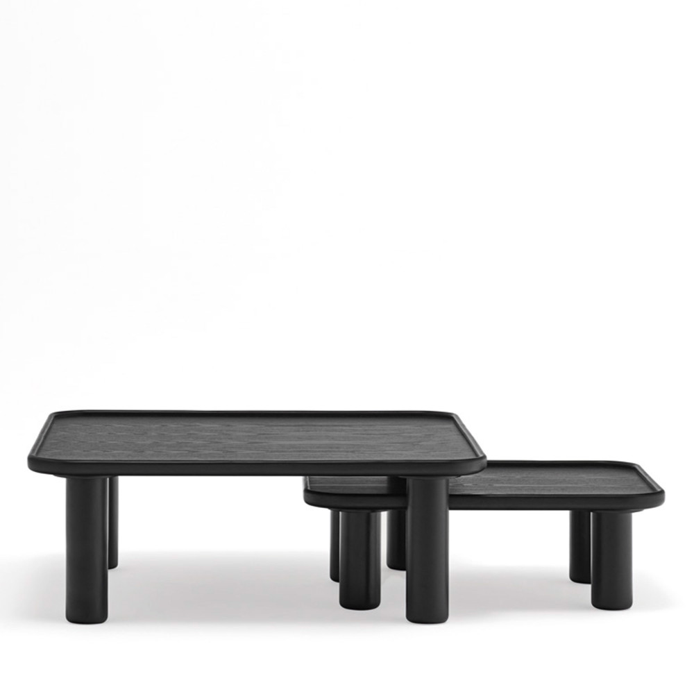 2 tables basses gigognes carrées en bois noir