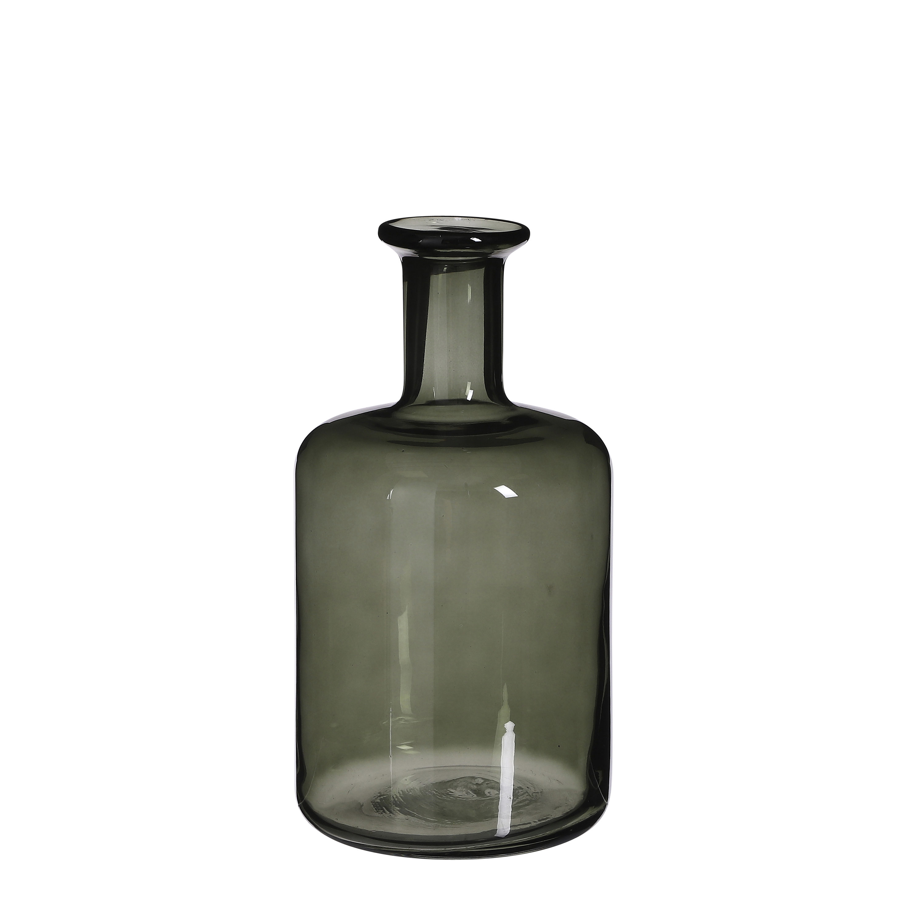 Vase bouteille en verre vert H30