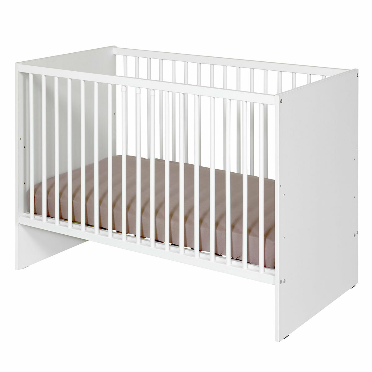 Pack lit bébé à barreaux avec matelas 60x120 cm bois massif blanc