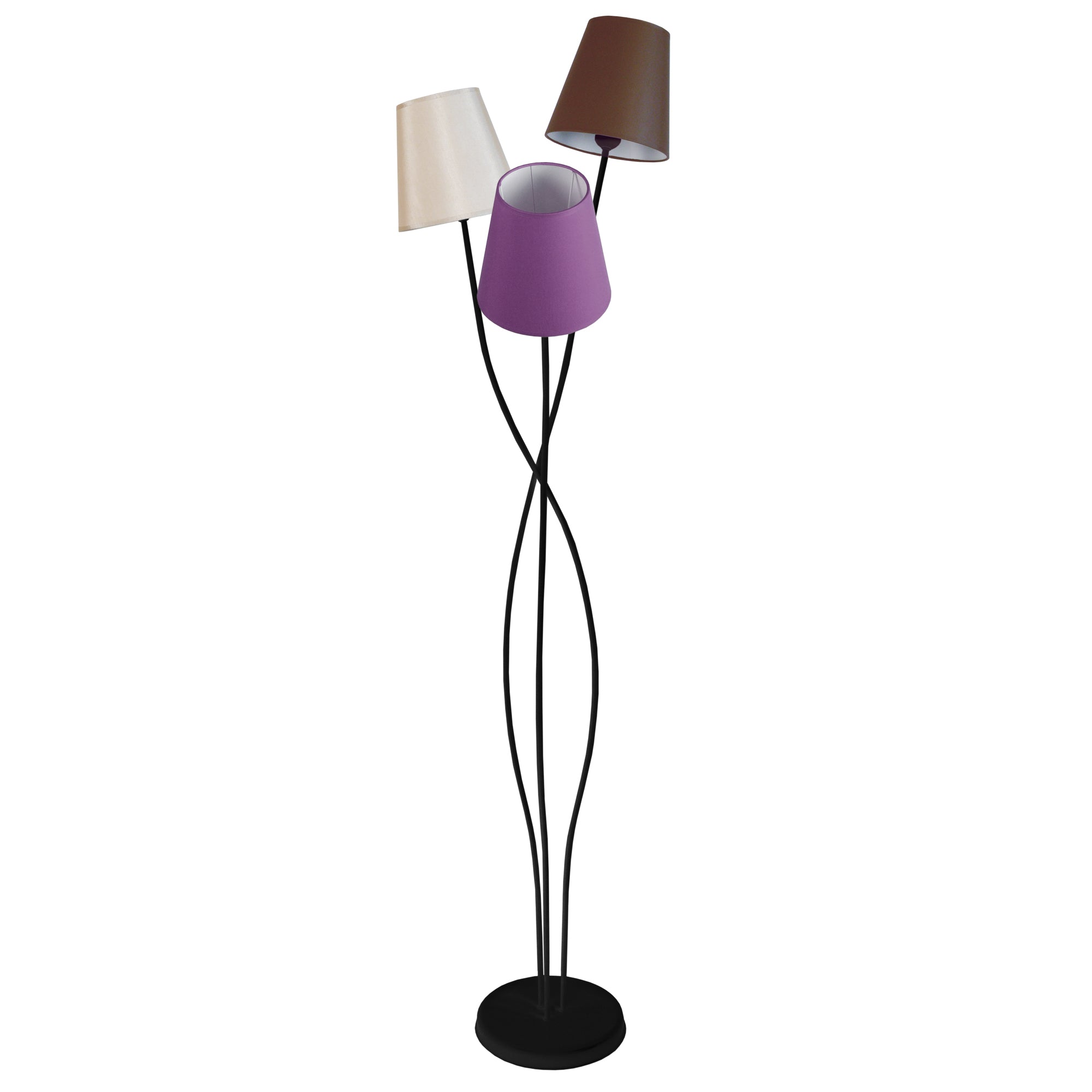 Lampadaire métal noir , violet,créme et marron