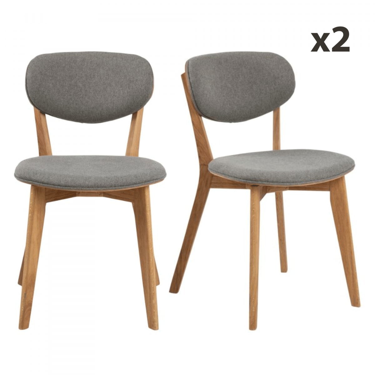 Chaise assise paille et structure bois Tina : lot de 2