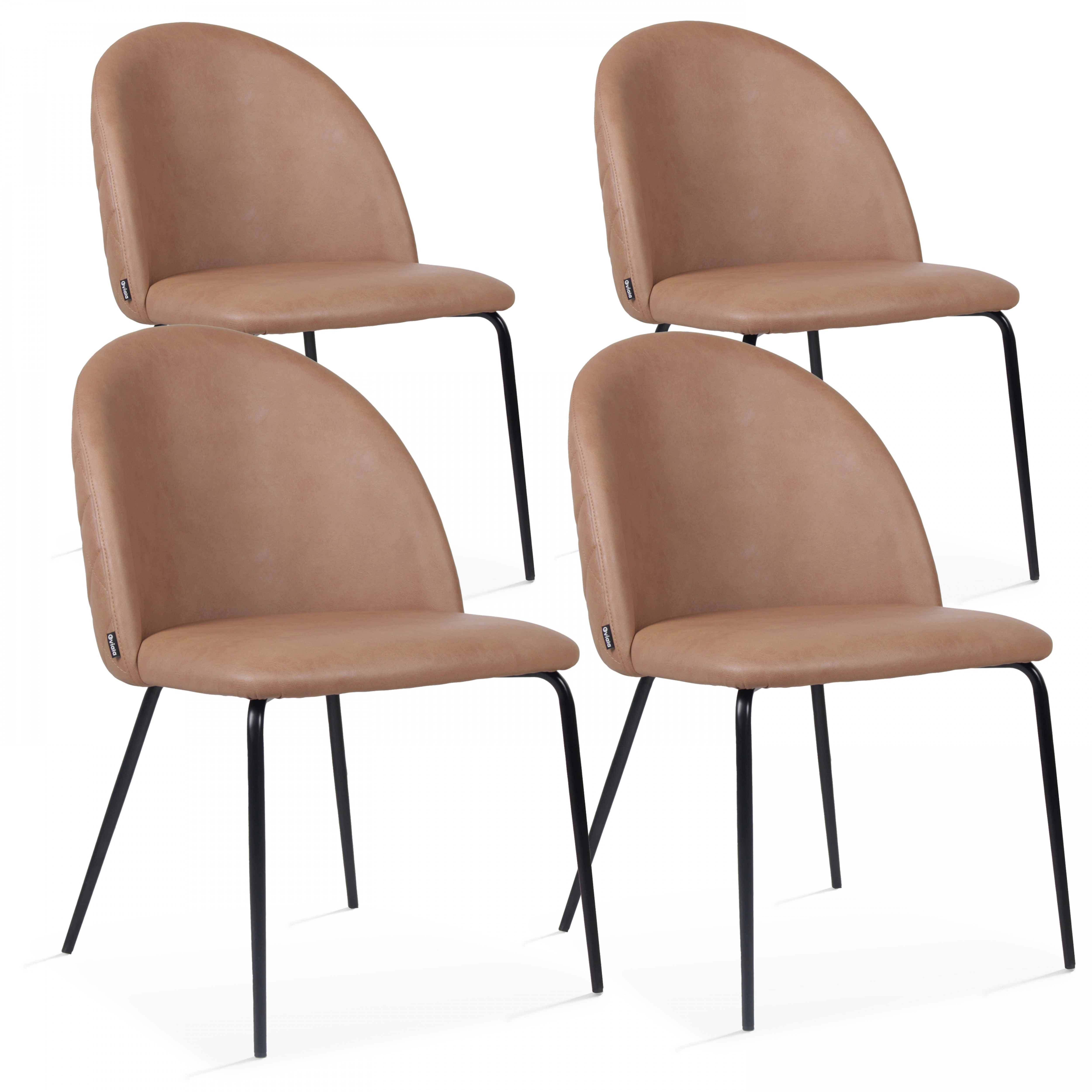 Lot de 4 chaises en textile enduit marron clair