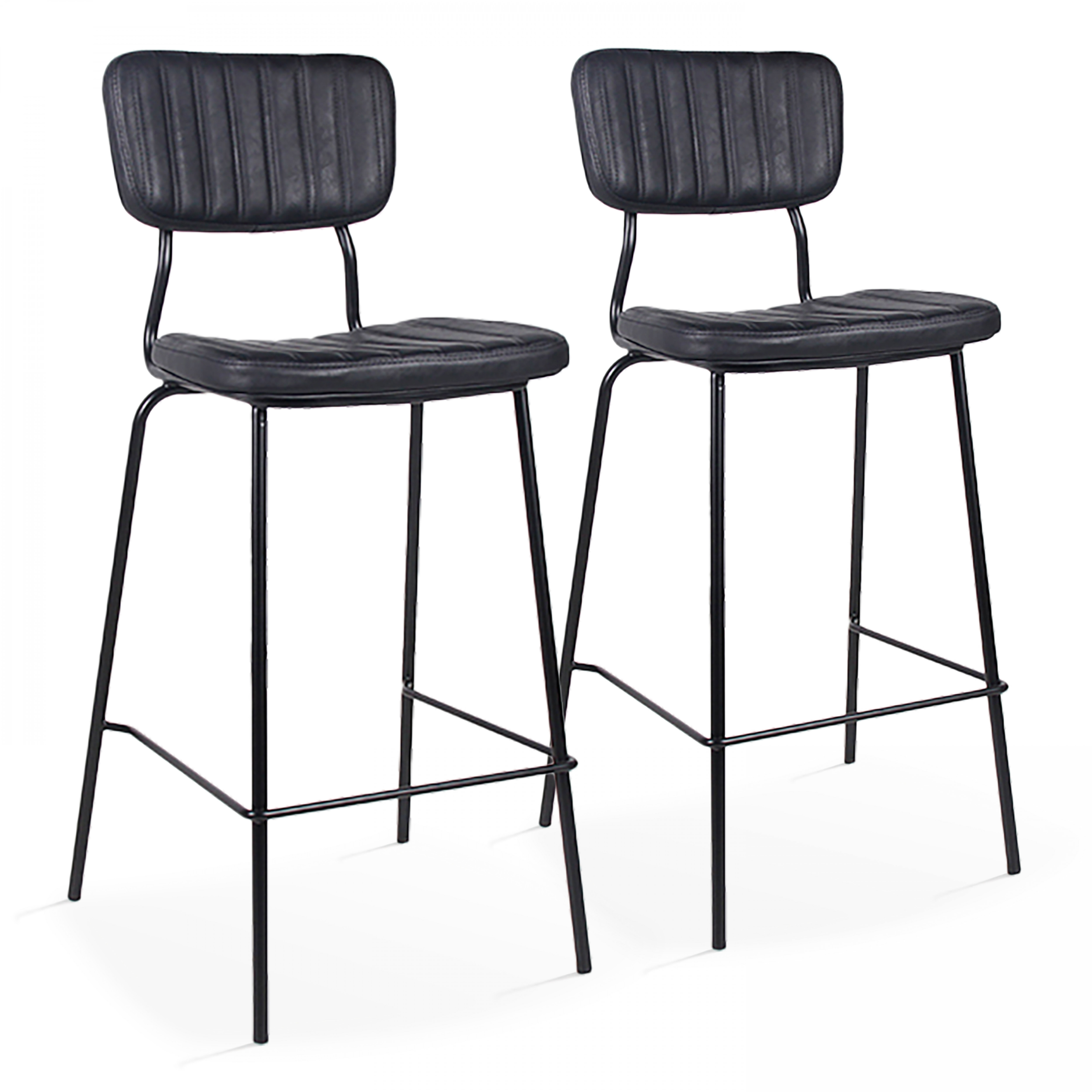 Lot de 2 chaises hautes en textile enduit noir