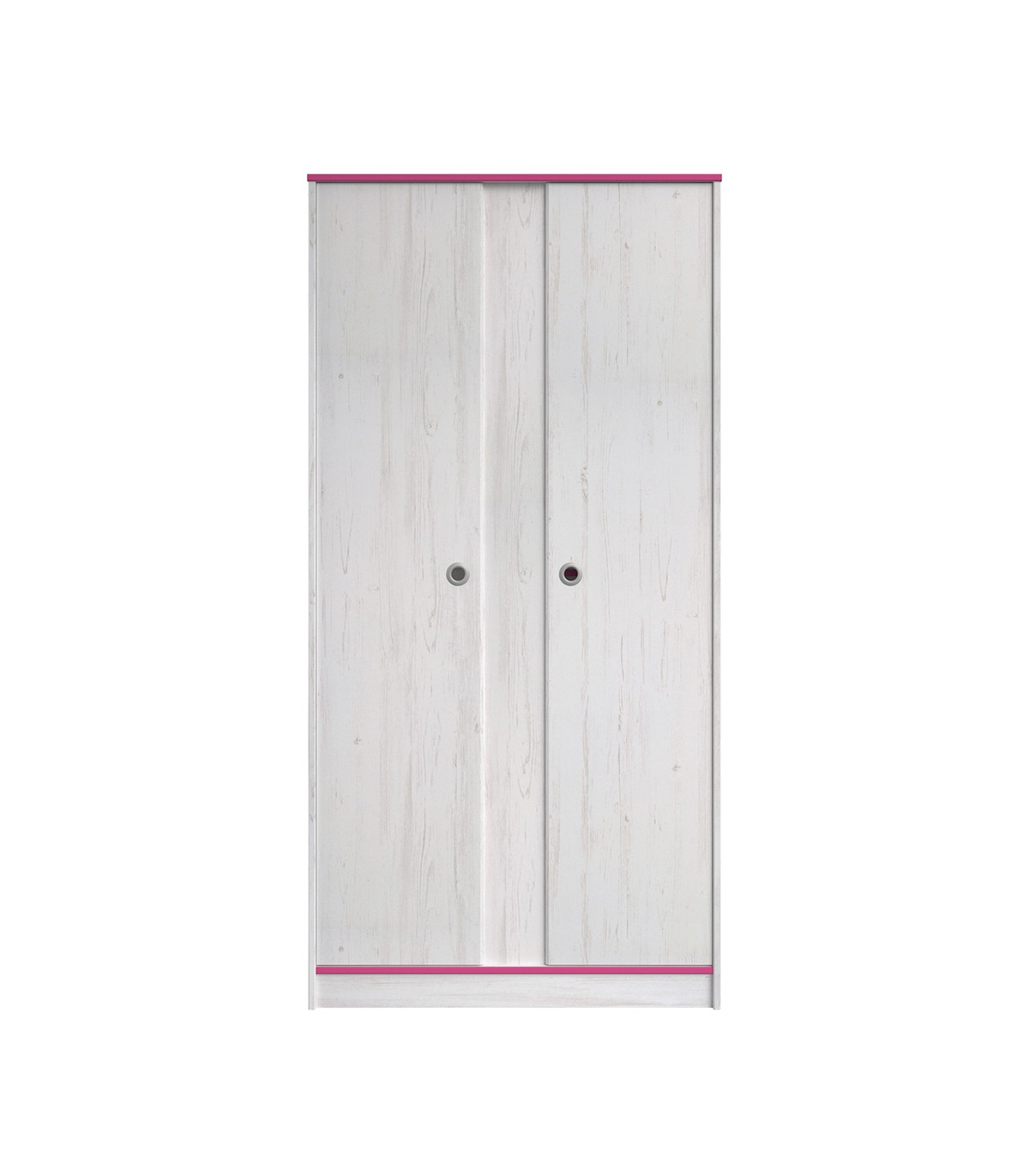 armoire 2 portes avec penderies et lingère l90 cm - décor bois blanc