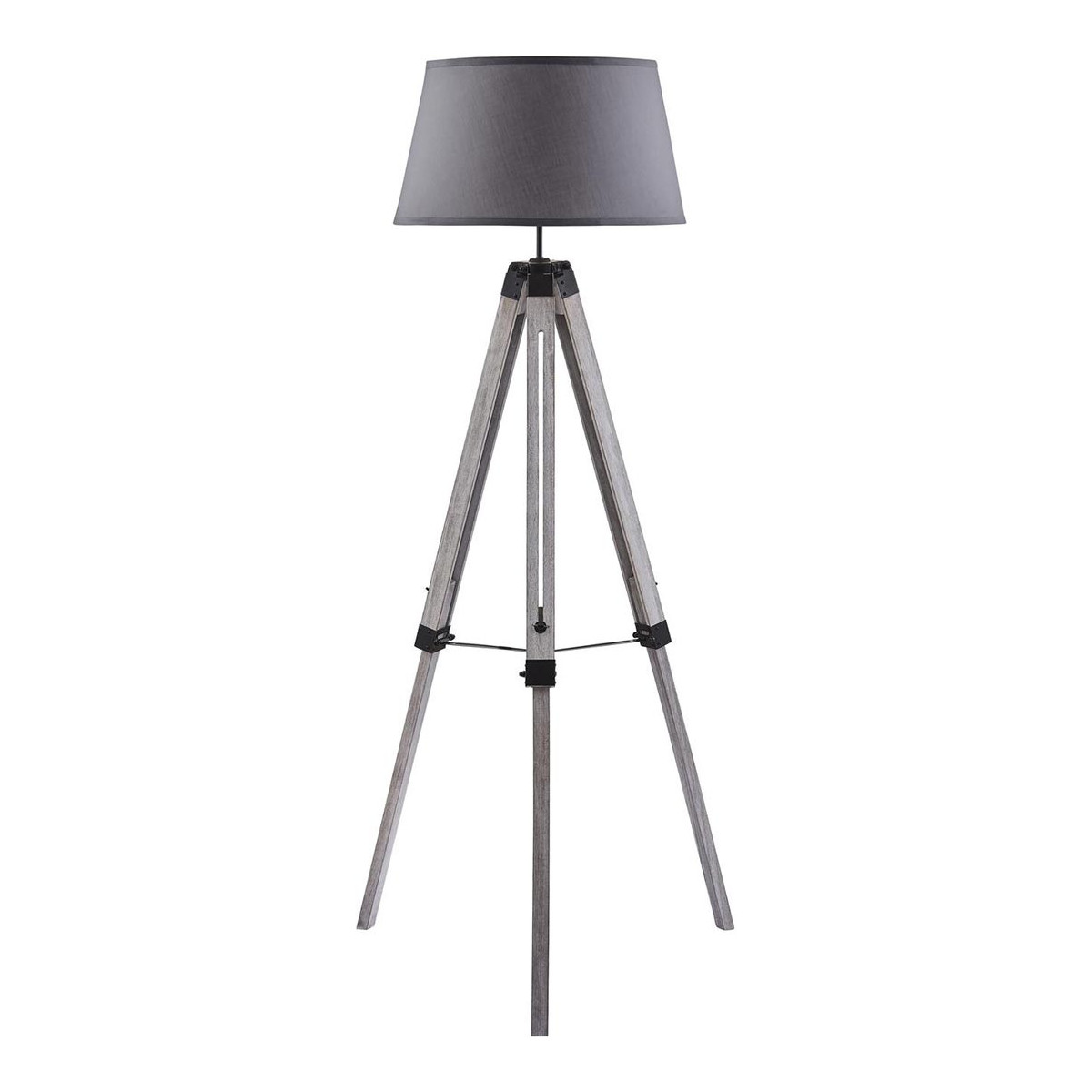 Lampadaire industriel en bois gris 144 cm