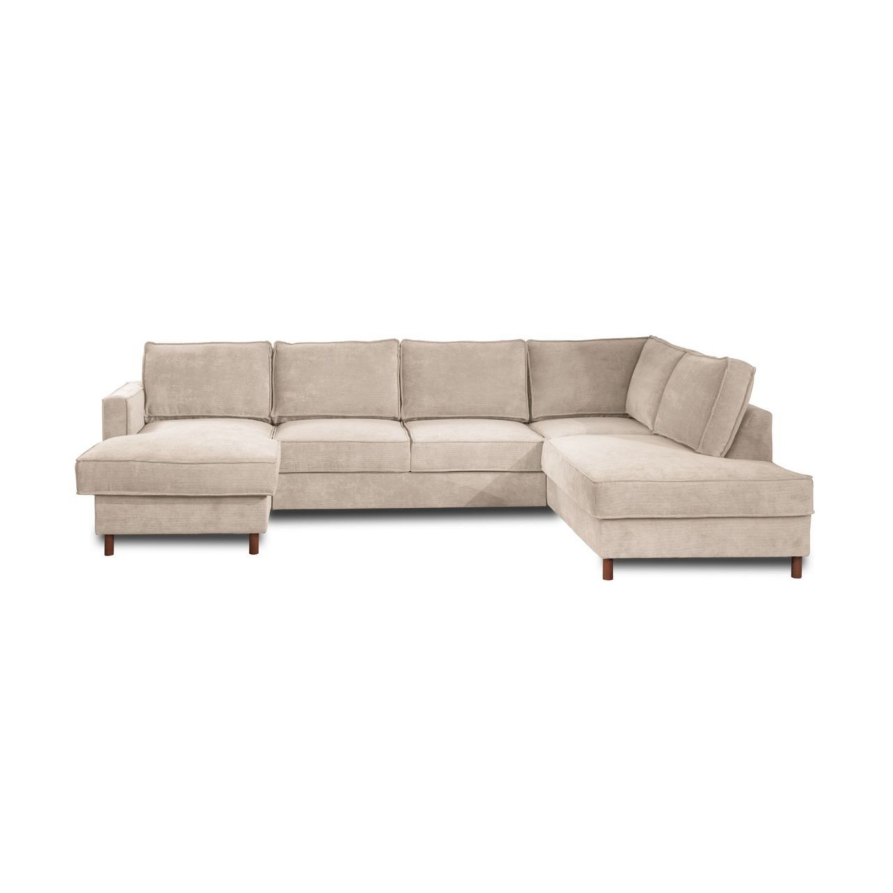 Canapé panoramique 7 places Angle droit en Velours côtelé Beige