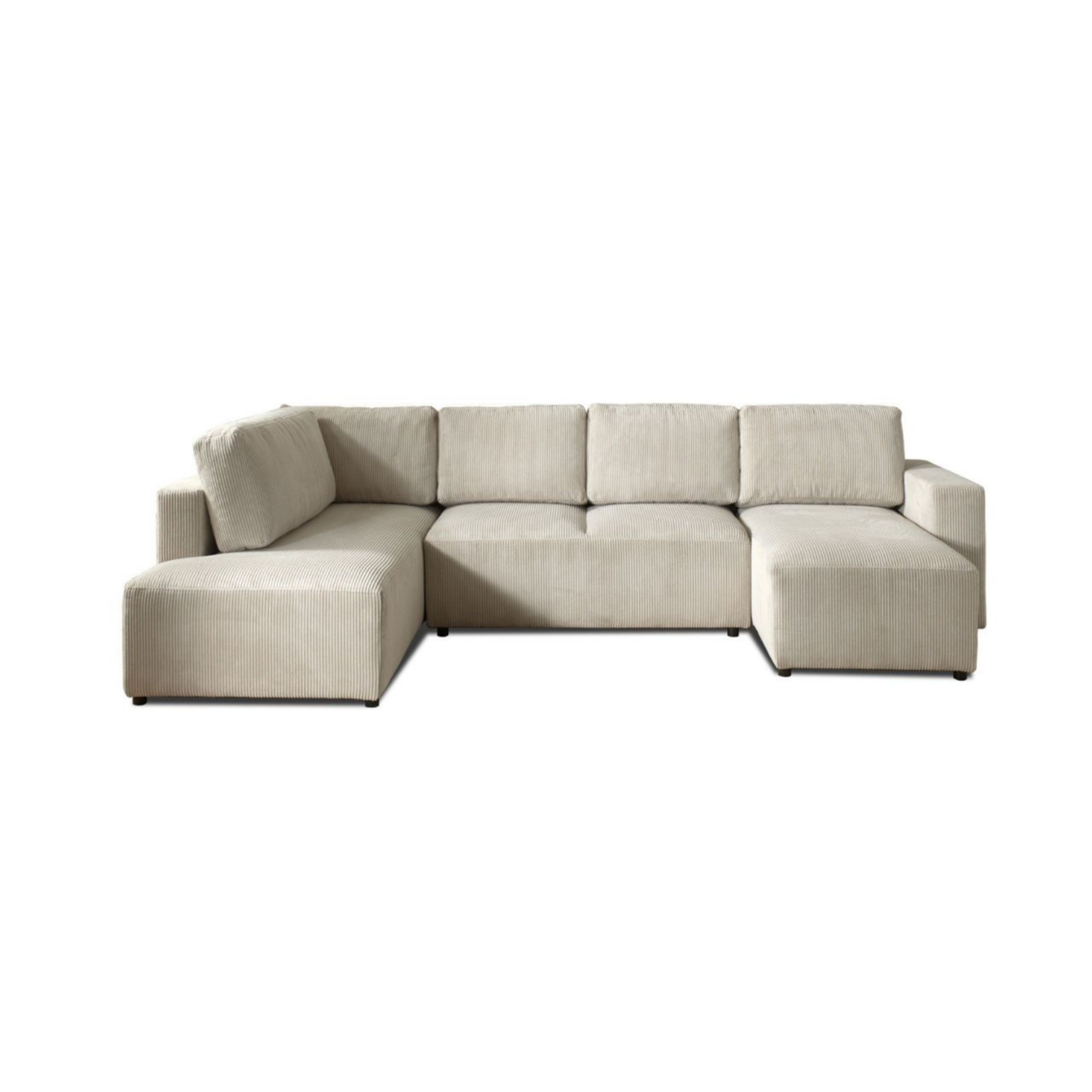 Canapé panoramique 7 places Angle gauche en Velours côtelé Beige