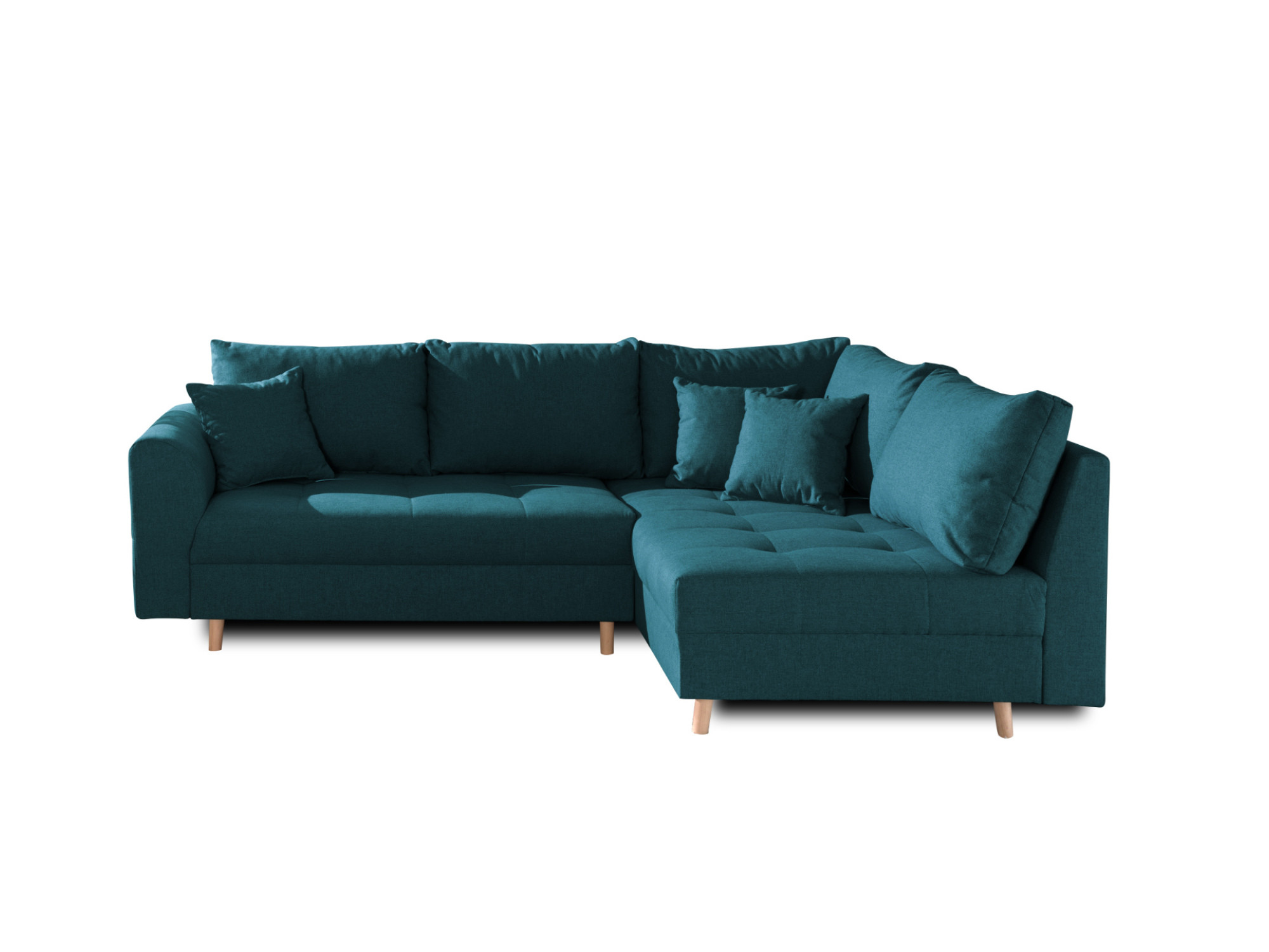 Canapé d'angle 4 places Bleu Tissu Contemporain Confort