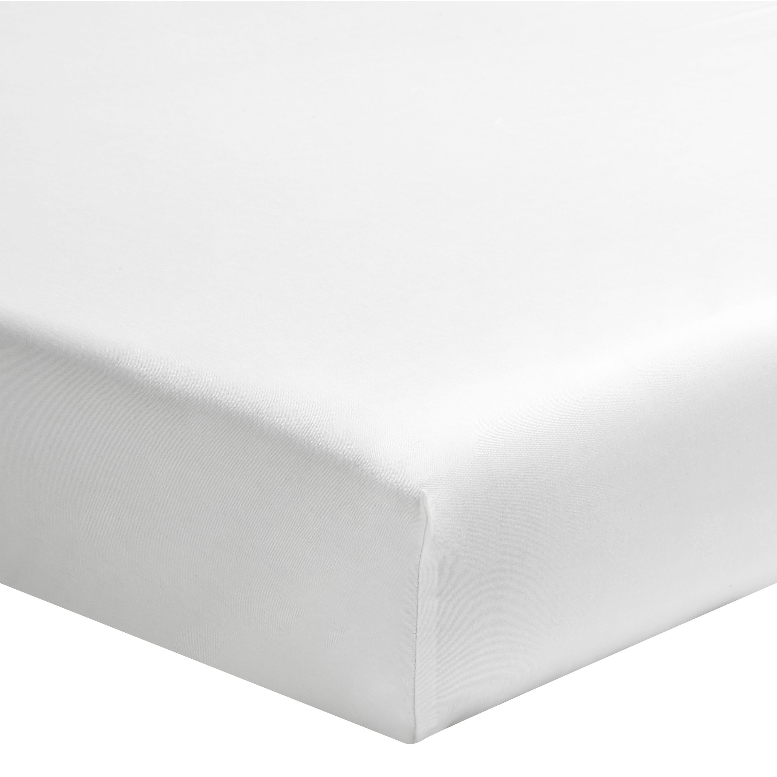 drap housse uni en coton blanc 180x200