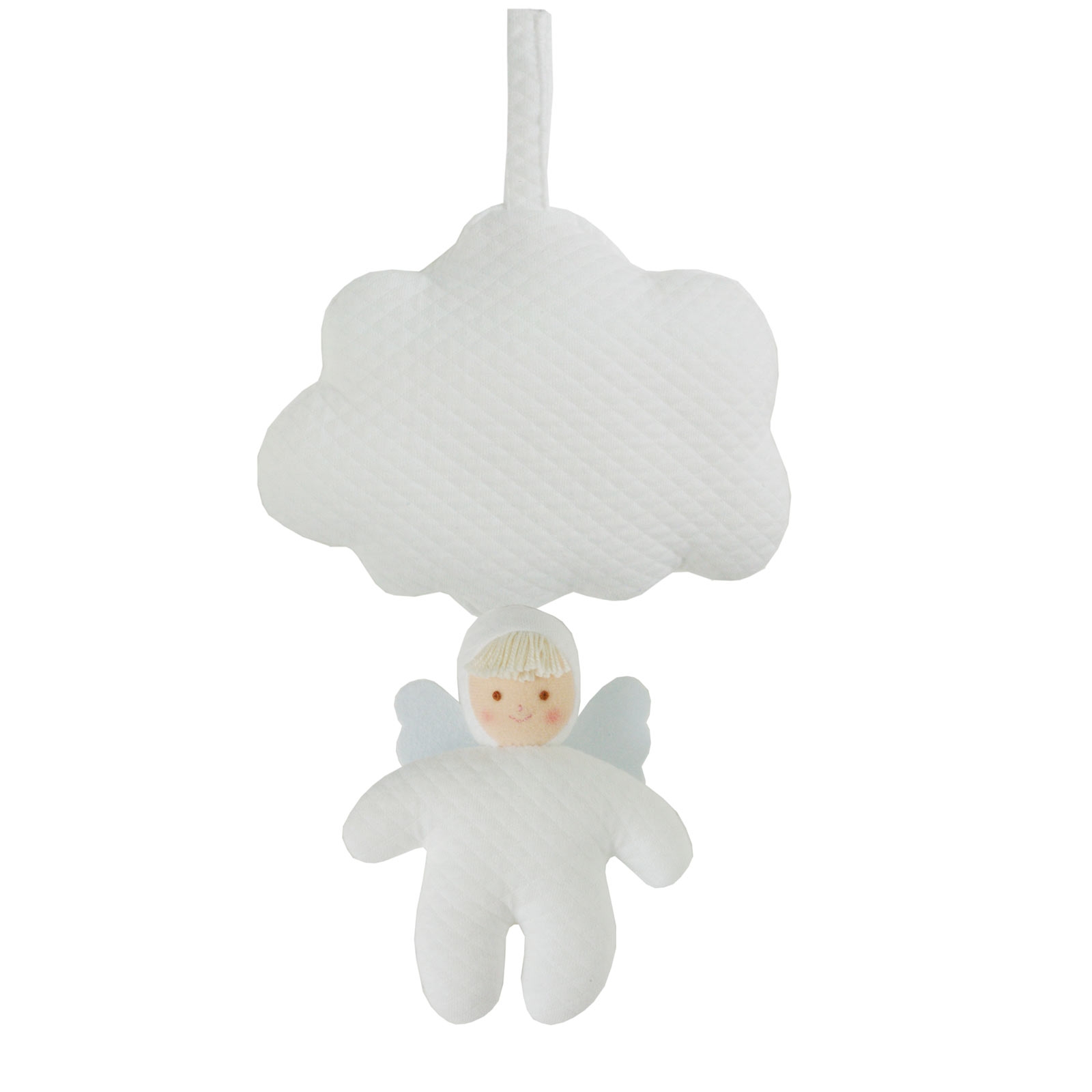 Coussin musical nuage ange blanc (21 cm)
