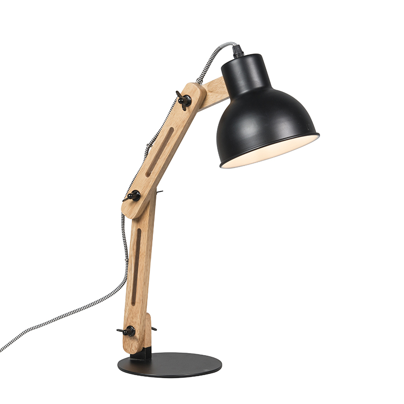 lampe de table en bois noir
