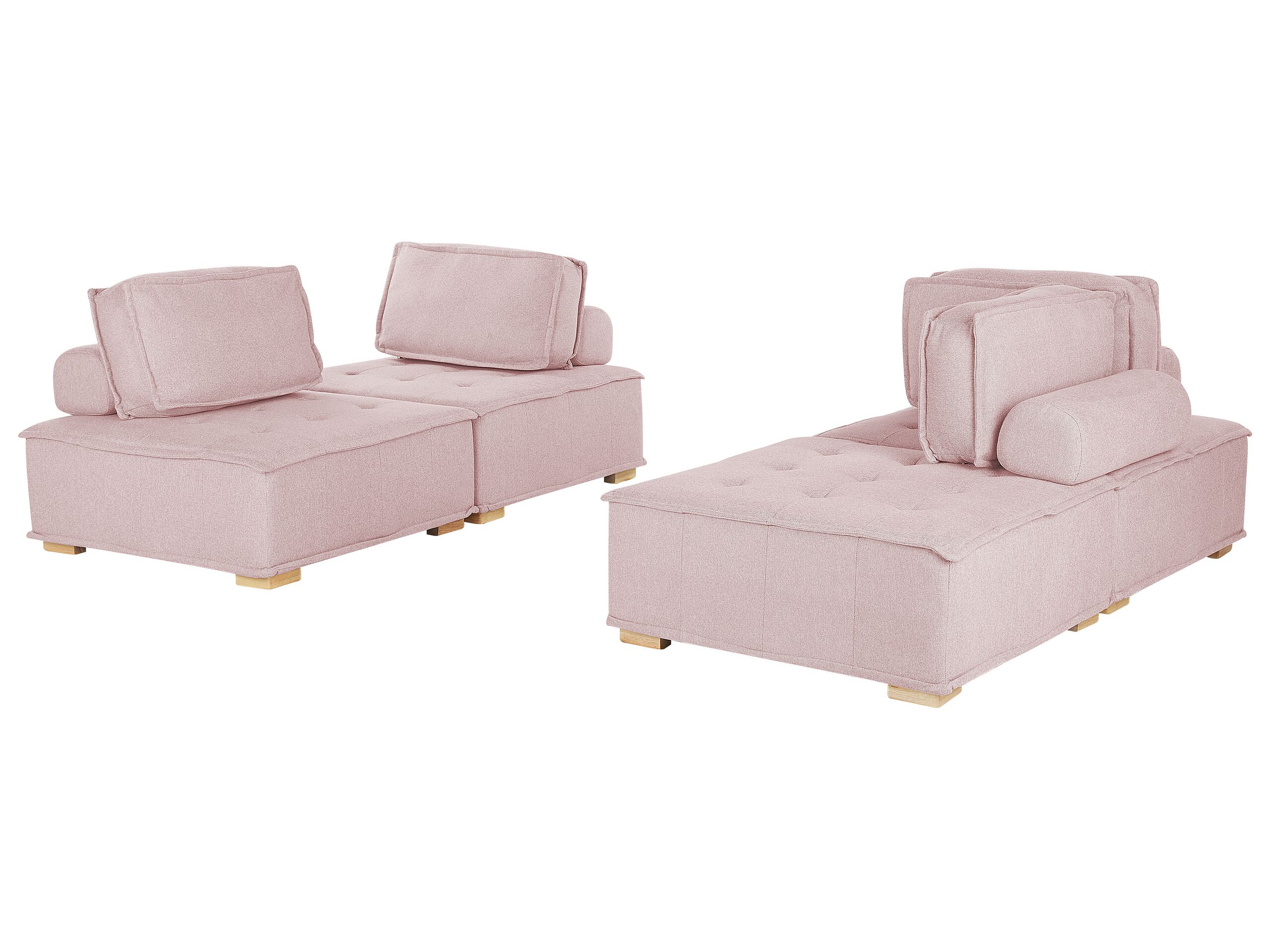 Canapé modulable 4 places Rose Tissu Moderne Confort
