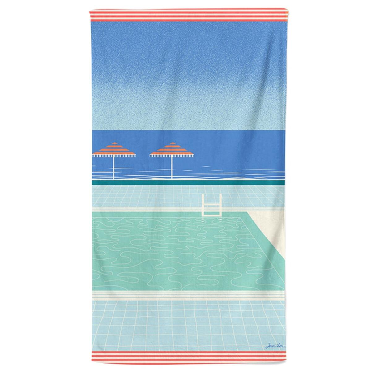 drap de plage coton bleu 100x180 cm